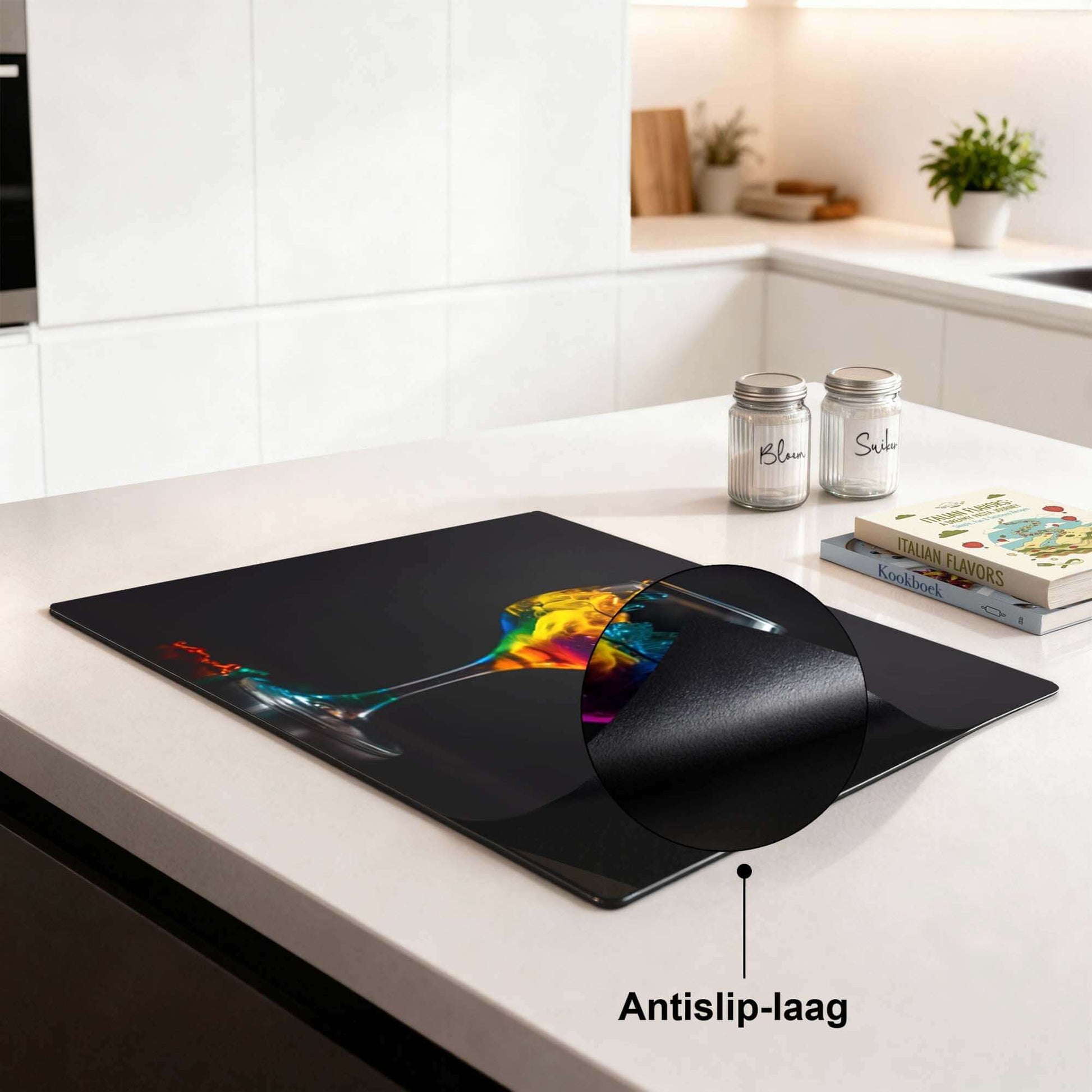 Drip & Sip - Inductie Beschermer met antislip laag, ideaal voor bescherming van inductiekookplaat in moderne keuken.