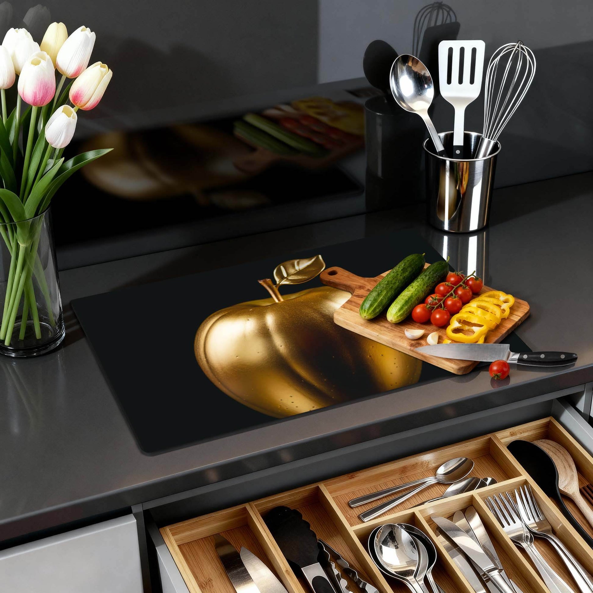 Eve's Edition - Inductie Beschermer met een stijlvol design en hoogwaardige materialen op een moderne keuken toon.