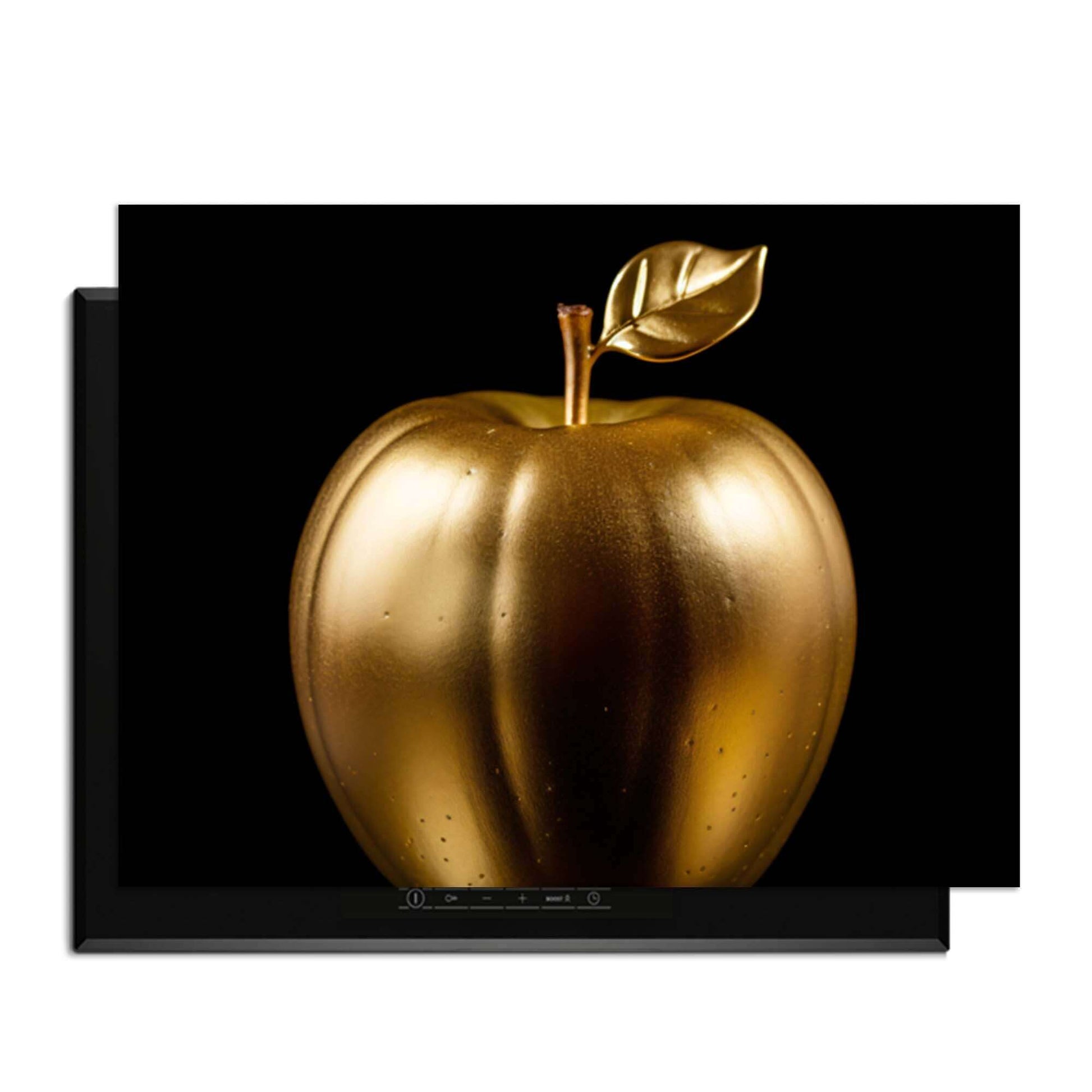 Eve's Edition - Inductie Beschermer met een gouden appel design op een elegante achtergrond.