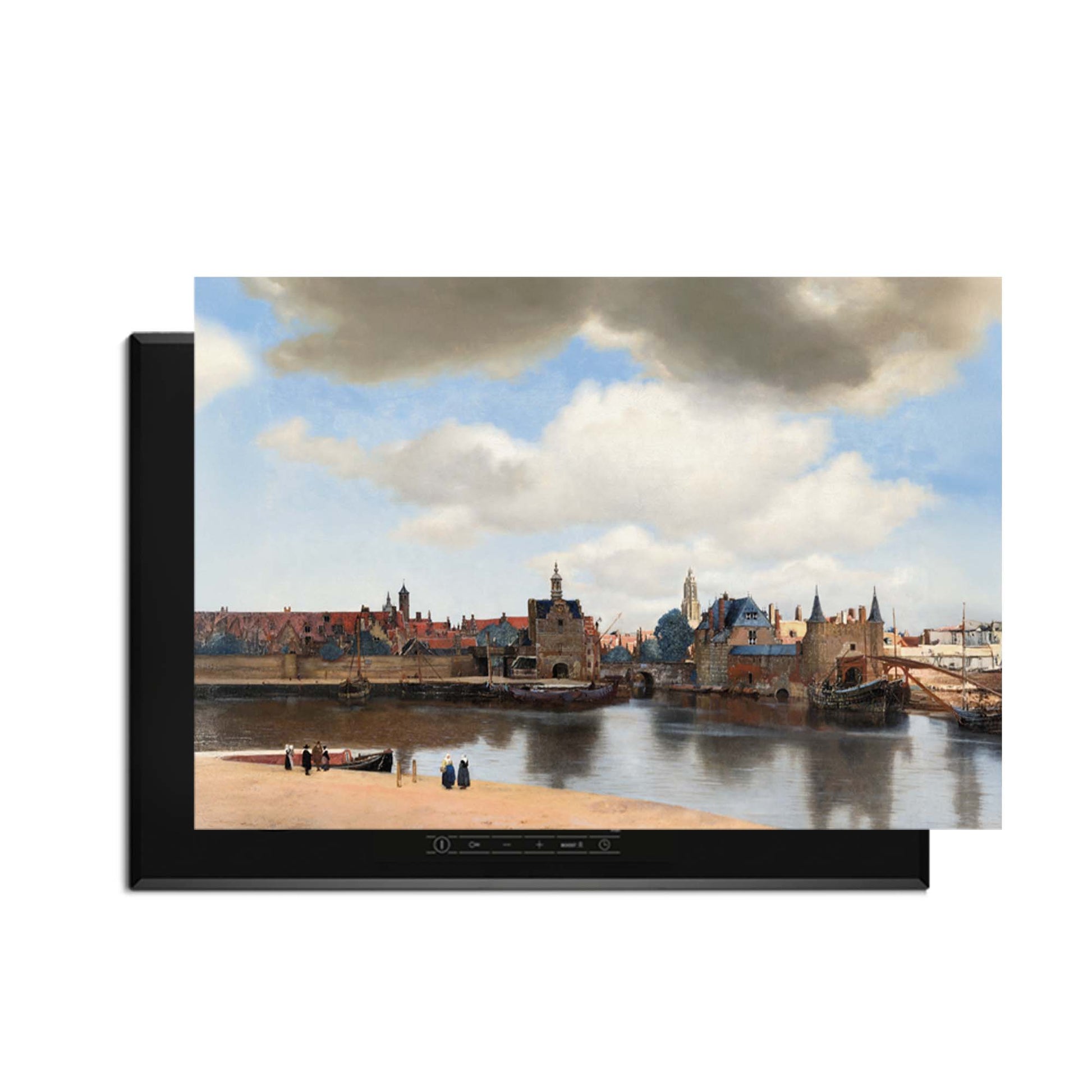 Gezicht op Delft – Inductie Beschermer met iconisch stadsgezicht voor een moderne keuken, stralend met rust en tijdloze schoonheid.