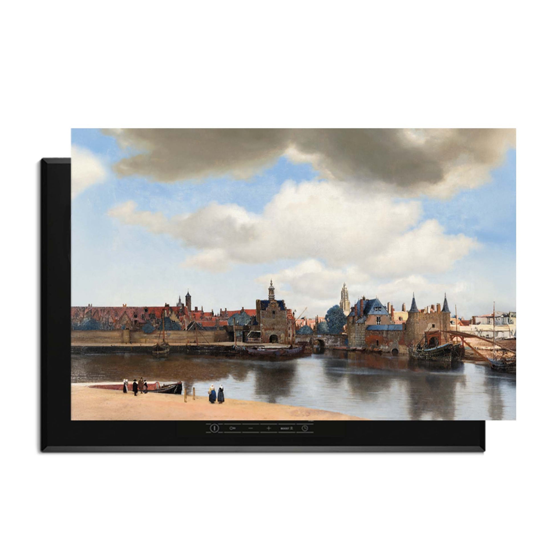 Gezicht op Delft – Inductie Beschermer met iconisch stadsgezicht van Delft, ideaal voor moderne keukens. Verfijnd kunstwerk als inductiebeschermer.