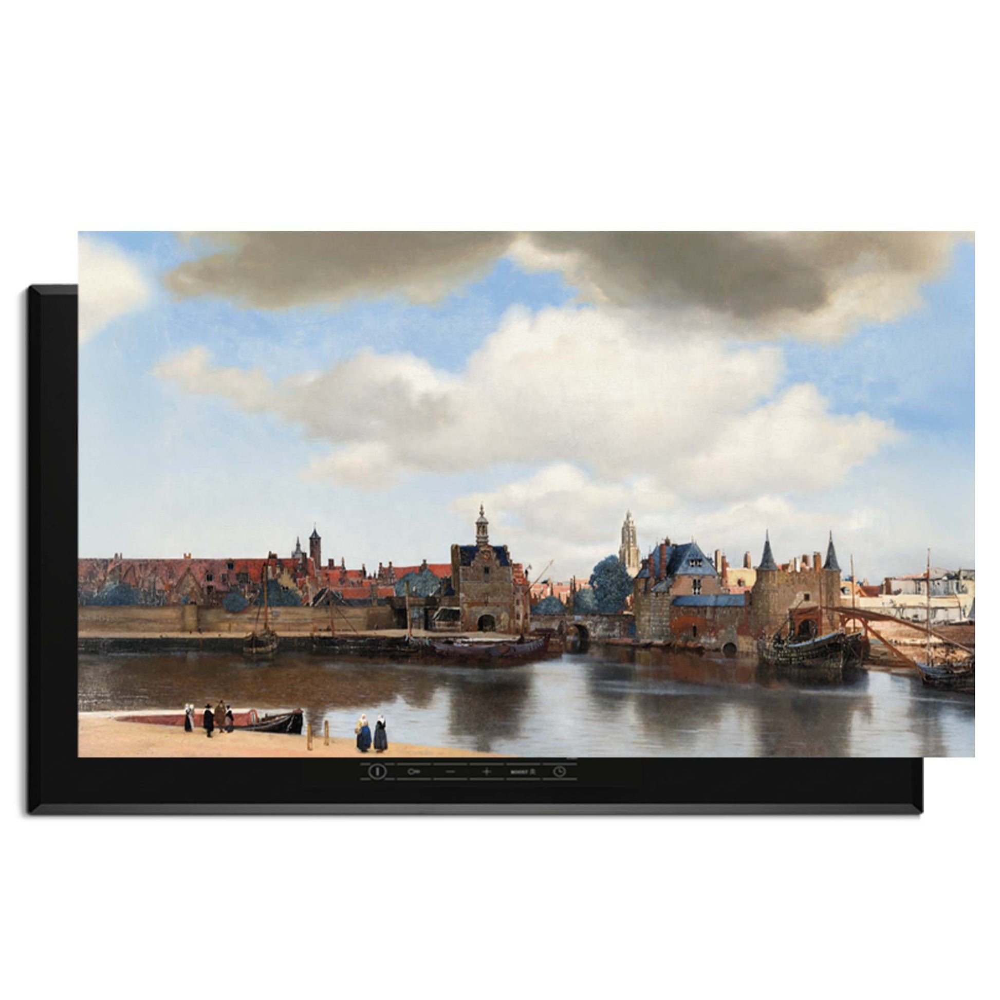 Gezicht op Delft – Inductie Beschermer met iconisch Nederlands stadsgezicht voor moderne keukens, rust en tijdloze schoonheid.