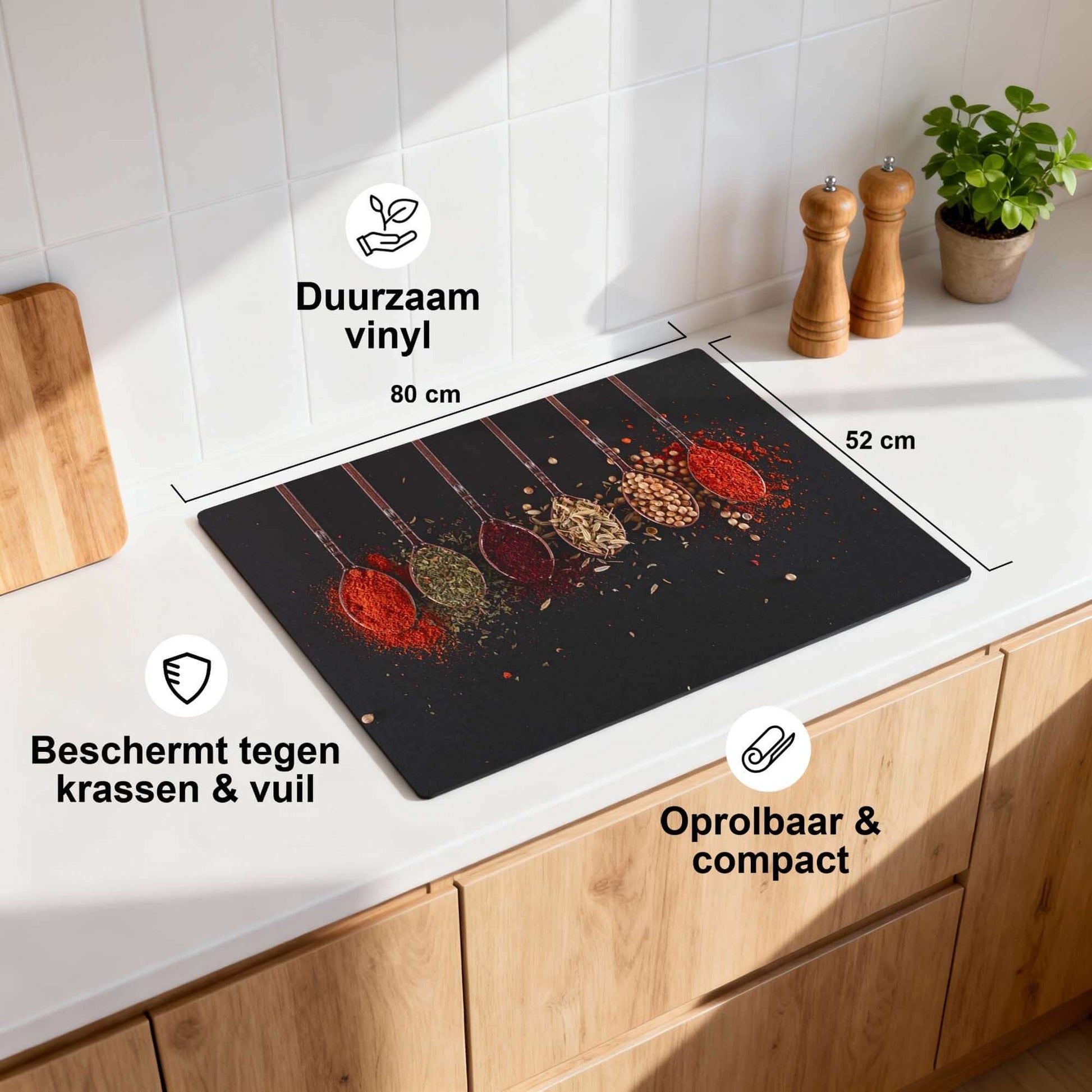 Herb & Heat - Inductie Beschermer gemaakt van duurzaam vinyl, beschermt tegen krassen en vuil op inductiekookplaat.