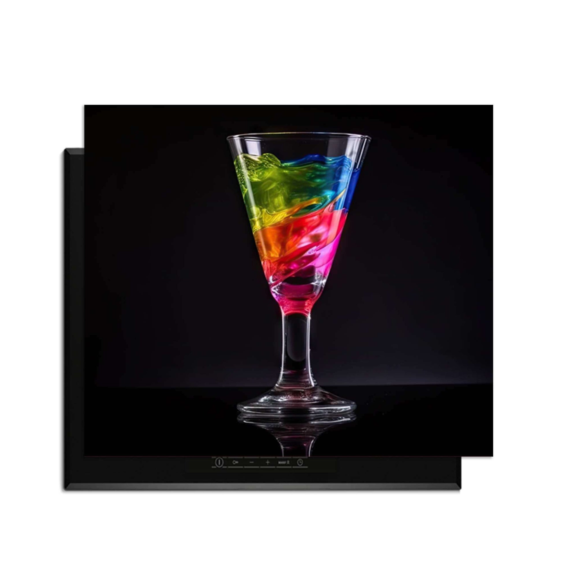 Liquid Art - Inductie Beschermer met kleurrijke gel in een glas, stijlvol en modern voor in de keuken.