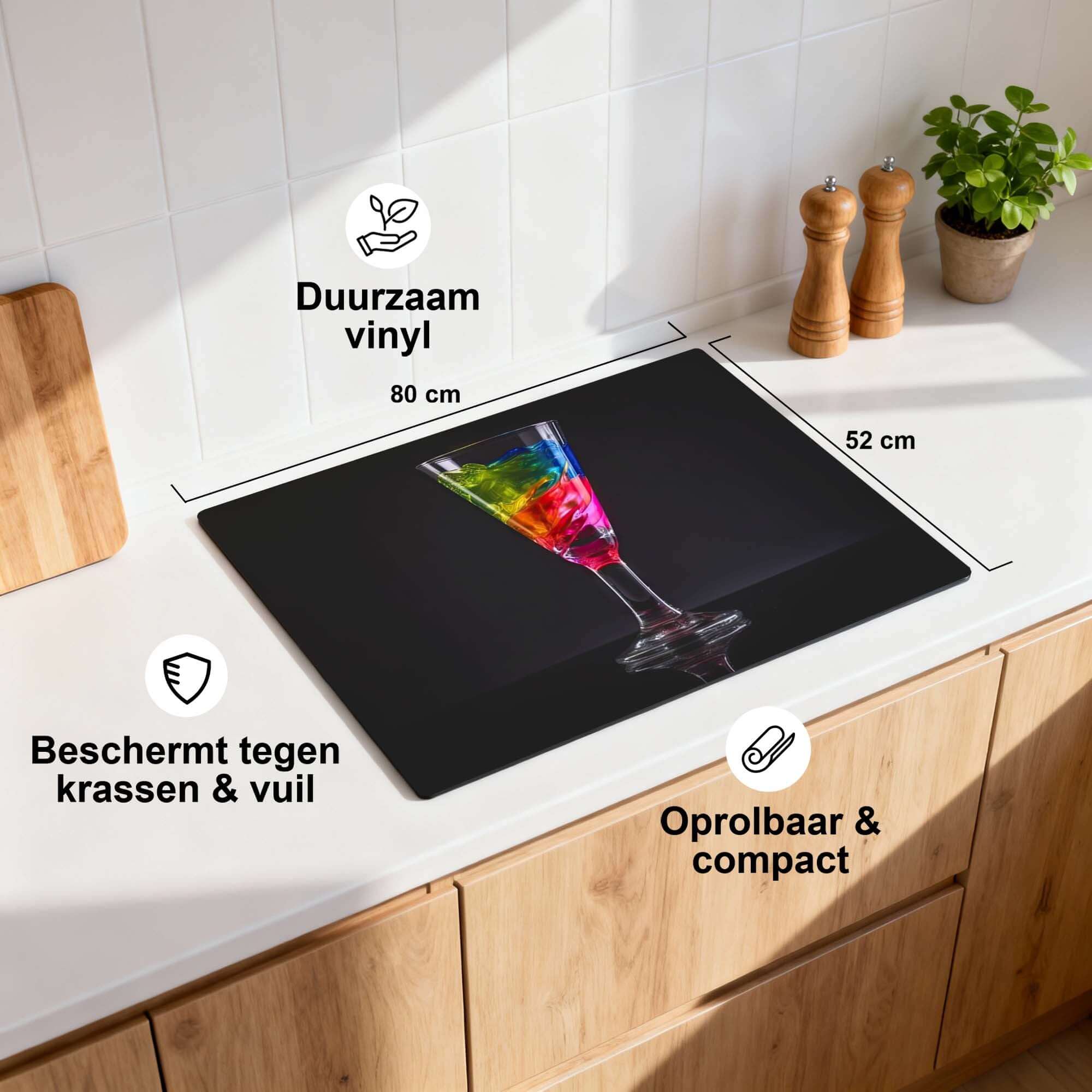 Liquid Art - Inductie Beschermer in keuken, duurzaam vinyl, beschermt tegen krassen en vuil, modern design.