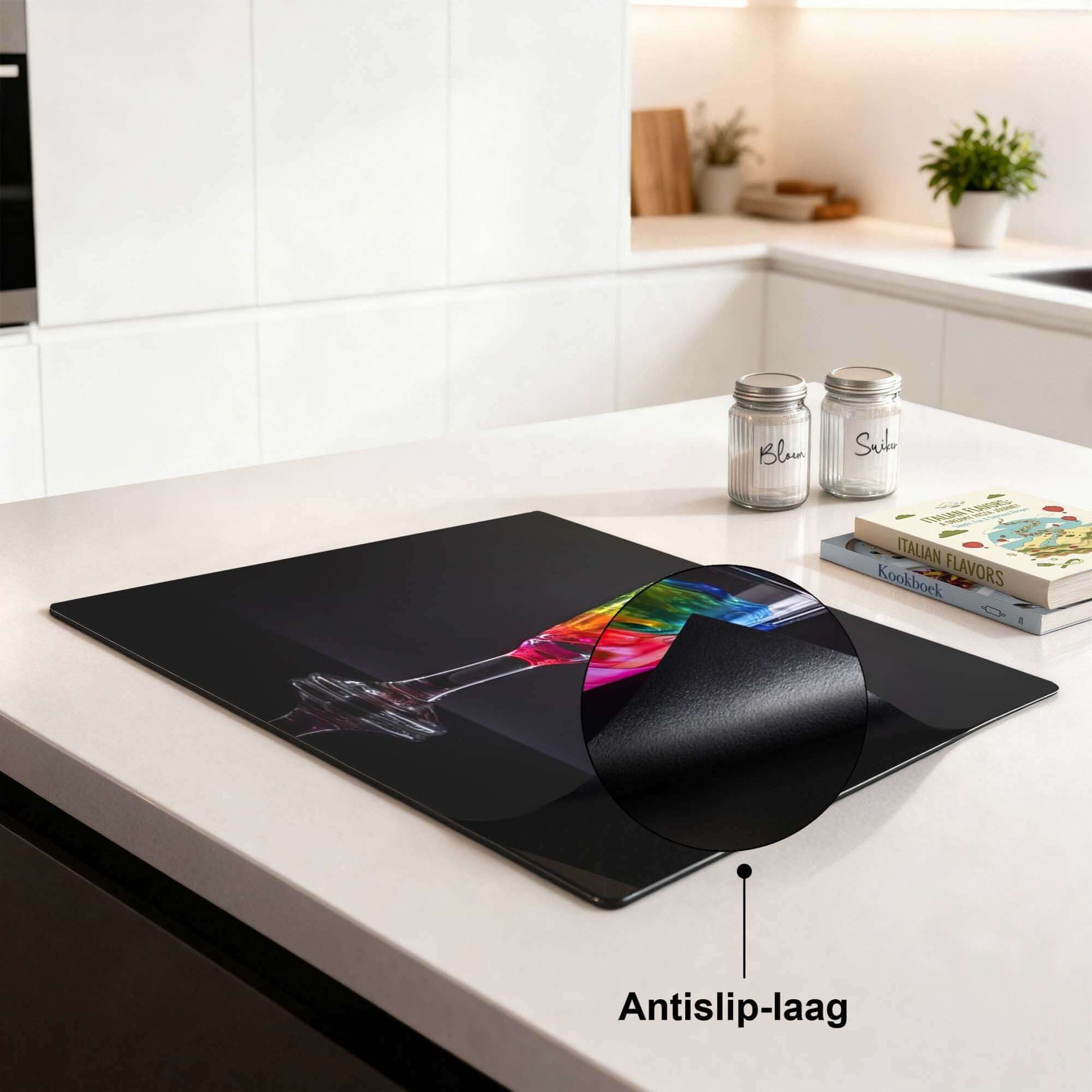 Liquid Art - Inductie Beschermer met antislip-laag op een moderne keukenblad