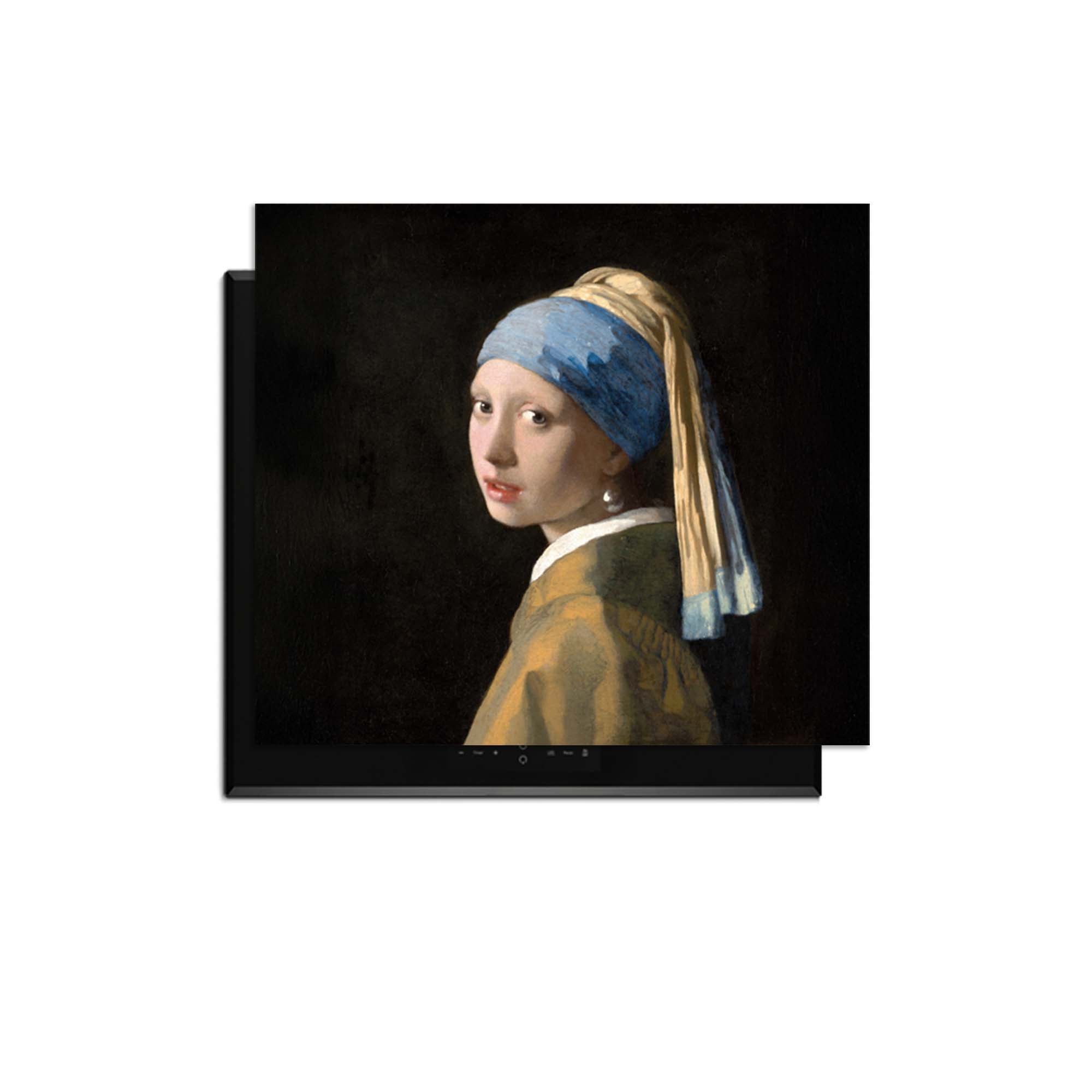 Meisje met de Parel – Inductie Beschermer; elegante inductiebeschermer met een tijdloos kunstwerk voor een moderne keuken.