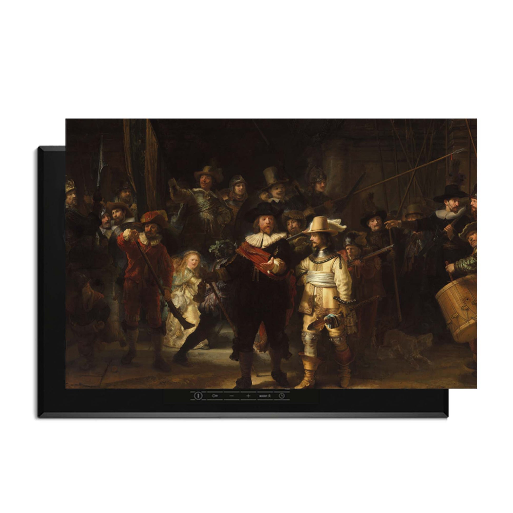 Nachtwacht– Inductie Beschermer met historische uitstraling voor krachtige keukeninrichting, geïnspireerd door Rembrandts meesterwerk.