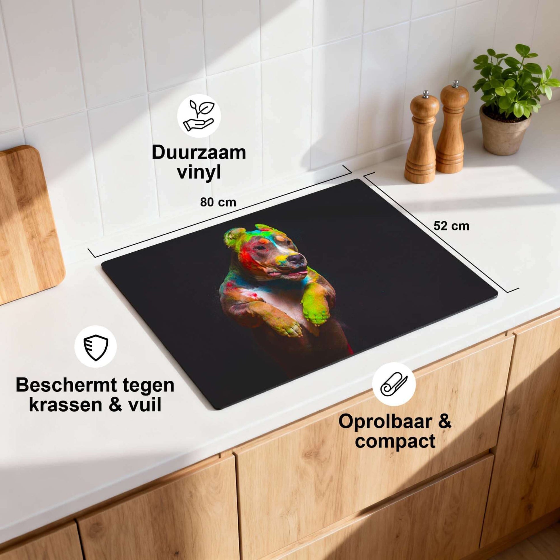 Paint Paws - Induktionsschutz für die Küchenarbeitsplatte, Schutz vor Kratzern und Schmutz, Rollengröße 80x52 cm.