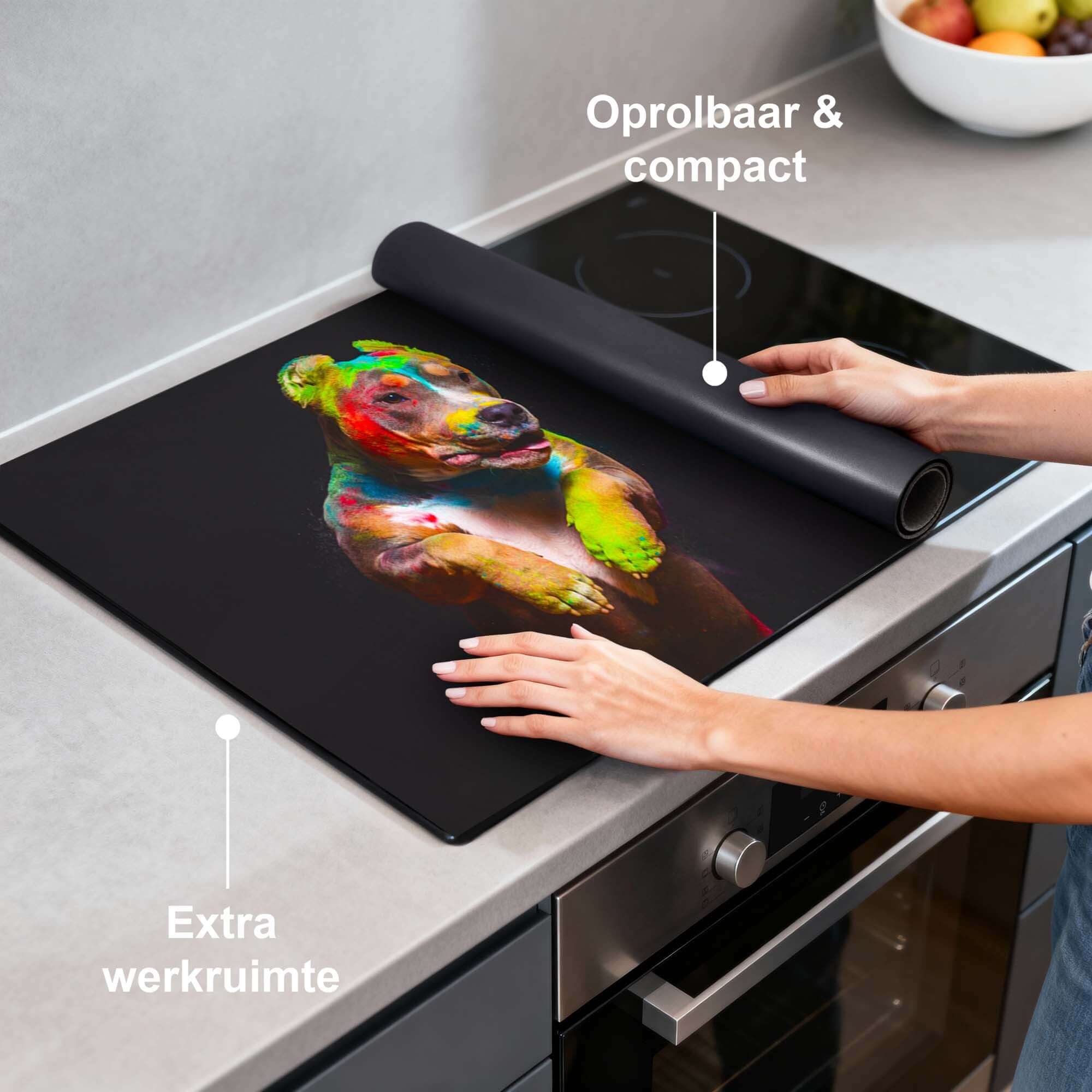 Paint Paws - Induktionsschutz für Induktionskochfelder mit auffälligen Farben und zusätzlicher Arbeitsfläche.