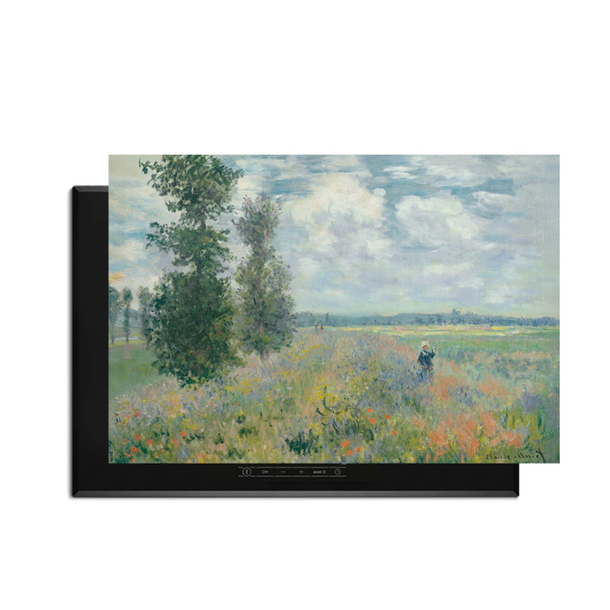 Papaverveld – Inductie Beschermer met rode bloemen en penseelstreken in een artistiek ontwerp, kleurige bescherming voor de inductiekookplaat