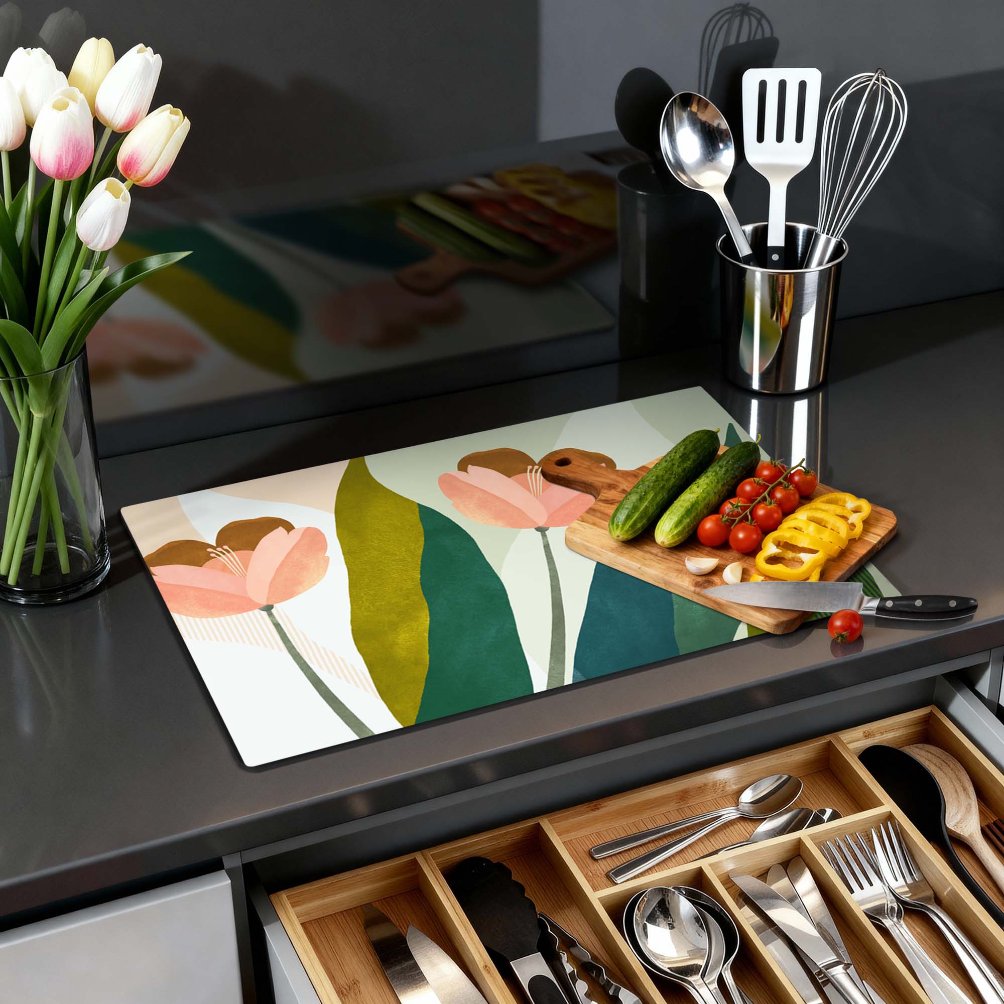 Peach Blooms - Inductie Beschermer