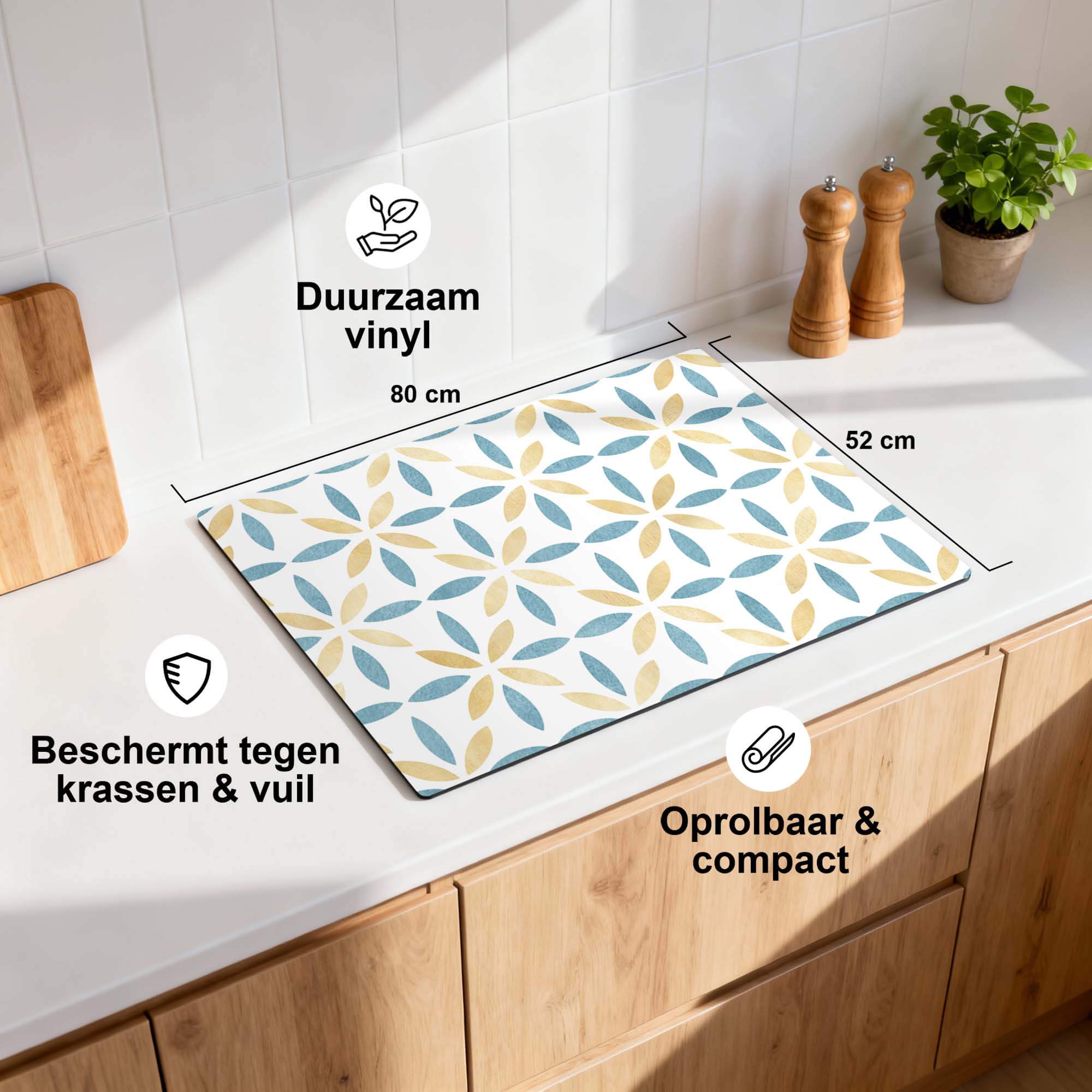 Petal White Tile - Inductie Beschermer