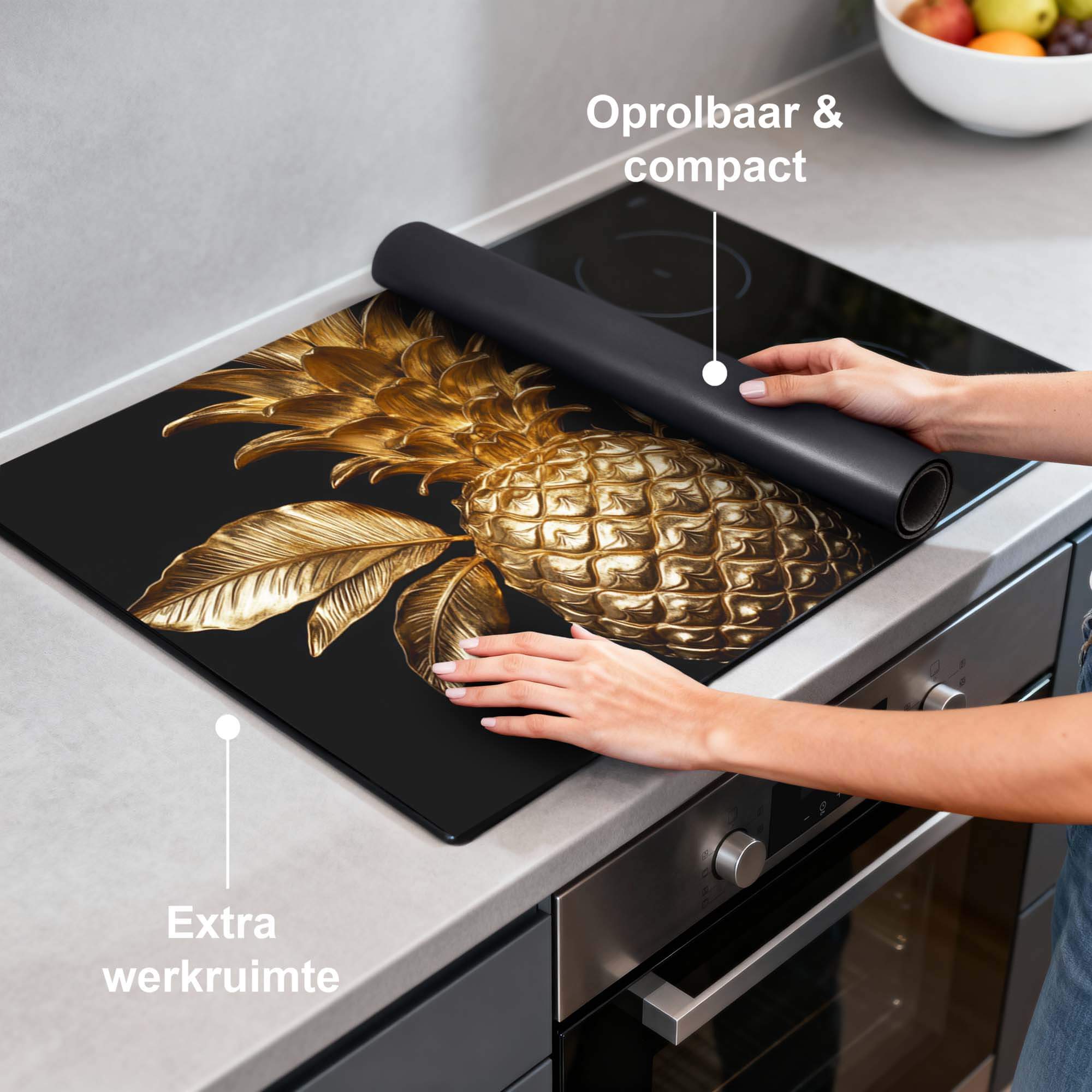 Pine Luxe - Inductie Beschermer, stijlvol en functioneel voor inductiekookplaten, extra werkruimte, oprolbaar en compact.