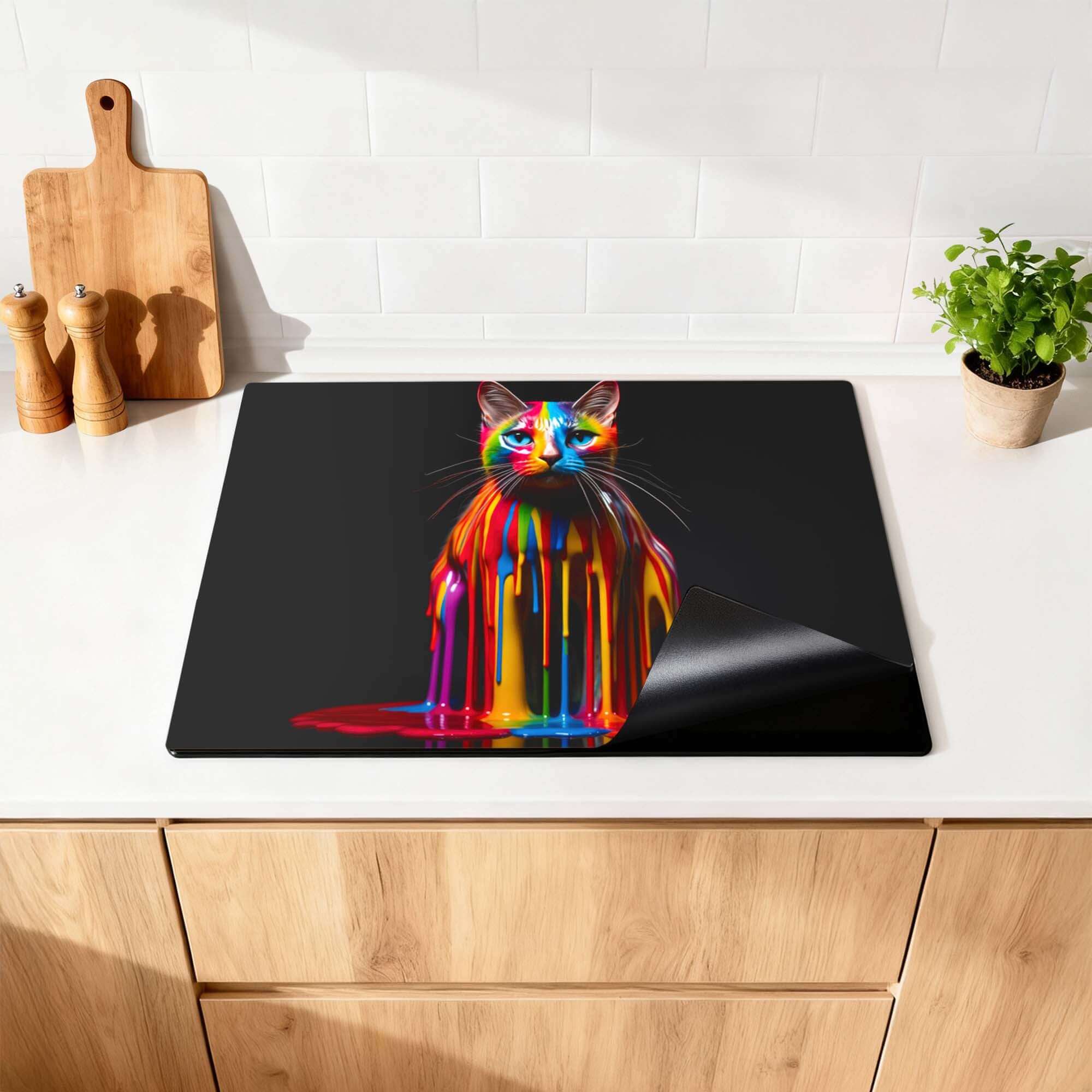 Rainbow Cat - Inductie Beschermer voor inductiekookplaten met kleurrijk ontwerp en stijlvolle uitstraling.