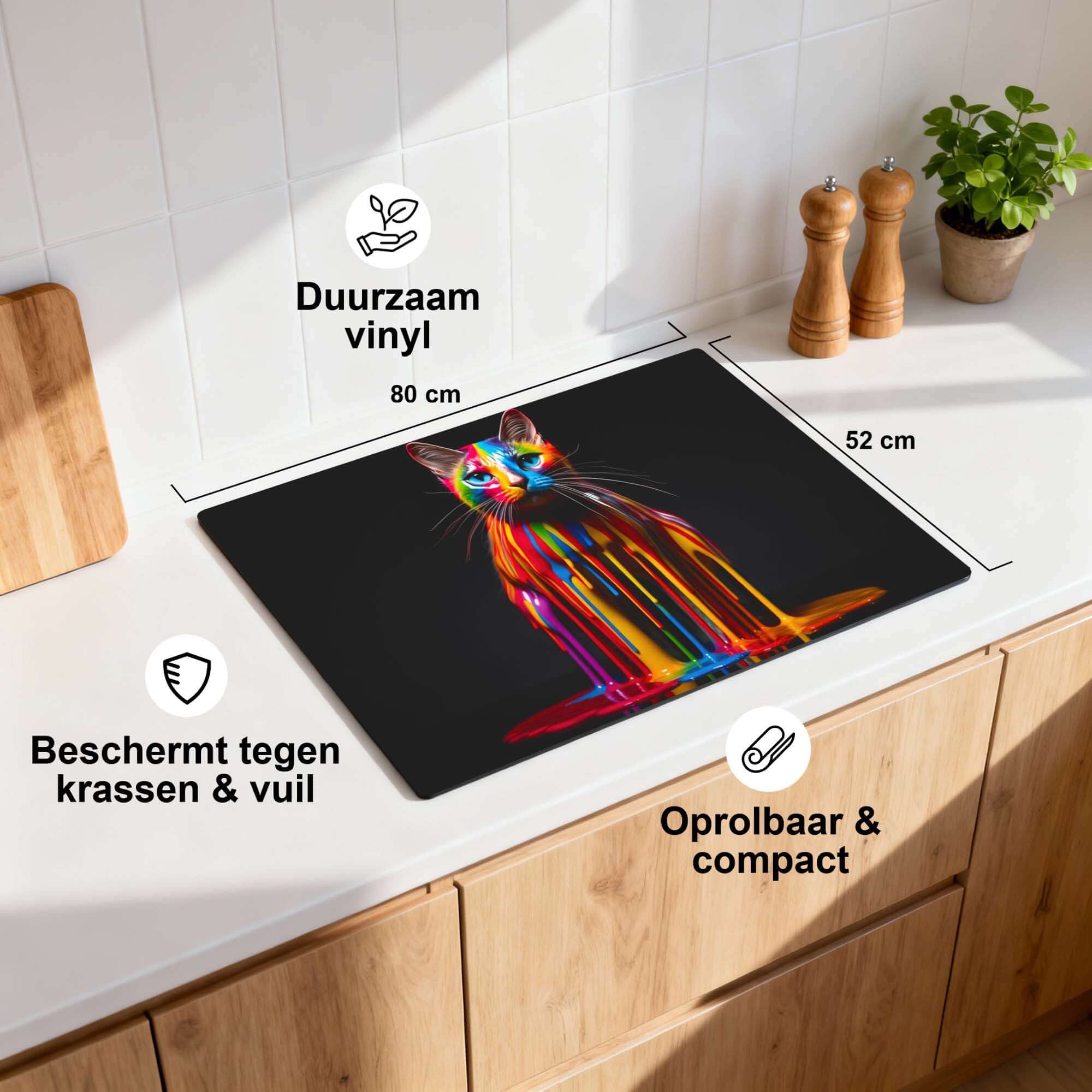 Rainbow Cat - Induktionsschutz, dauerhafter und stilvoller Schutz für Ihr Induktionskochfeld.