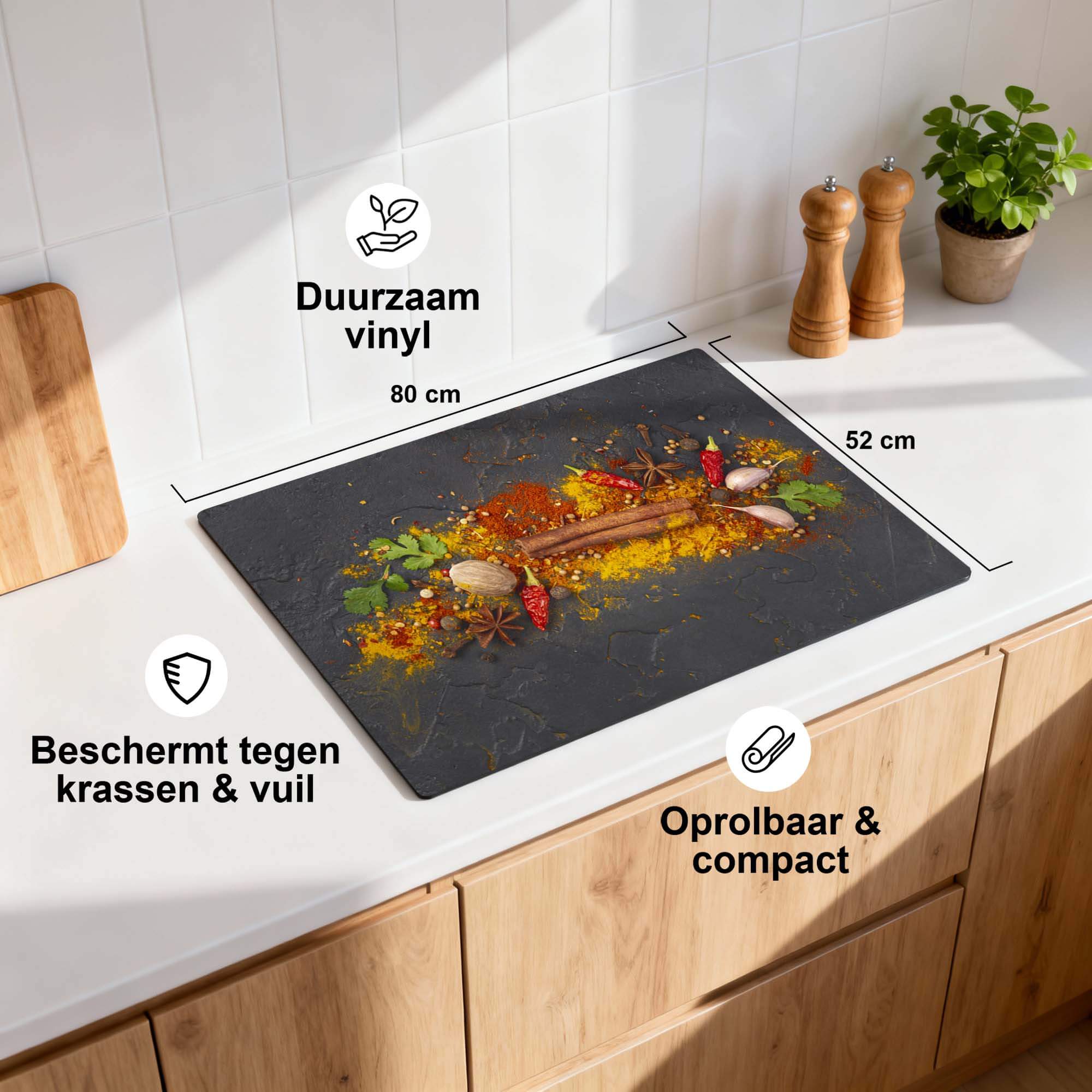 Spice Explosion - Inductie Beschermer met duurzaam vinyl, beschermt tegen krassen en vuil in de keuken.