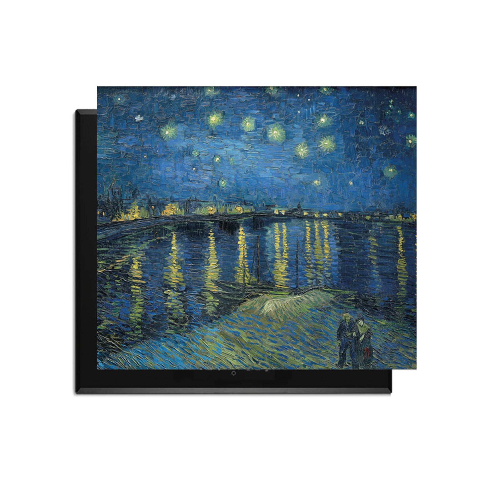 Sterrennacht boven de Rhône – Inductie Beschermer met een warme, romantische uitstraling van sterren en waterreflecties.