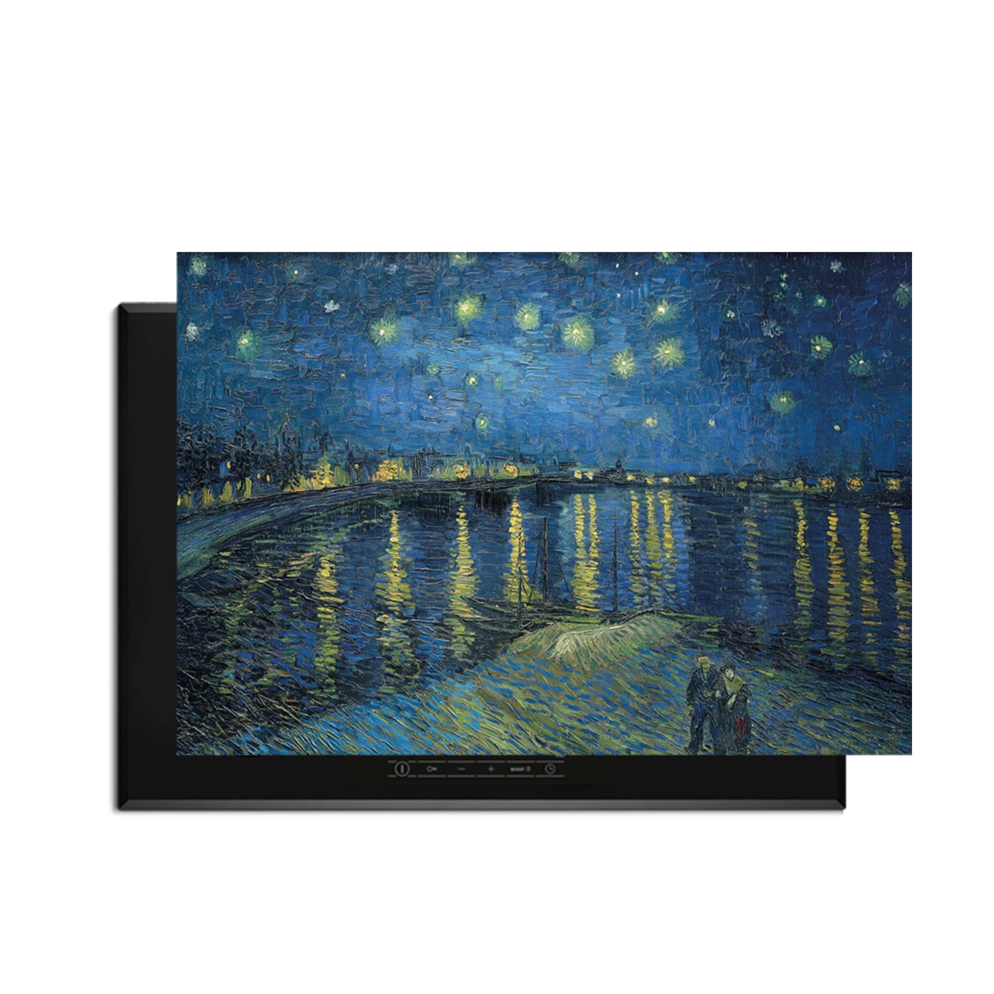 Sterrennacht boven de Rhône – Inductie Beschermer met sterren en waterweerspiegelingen voor een romantische sfeer