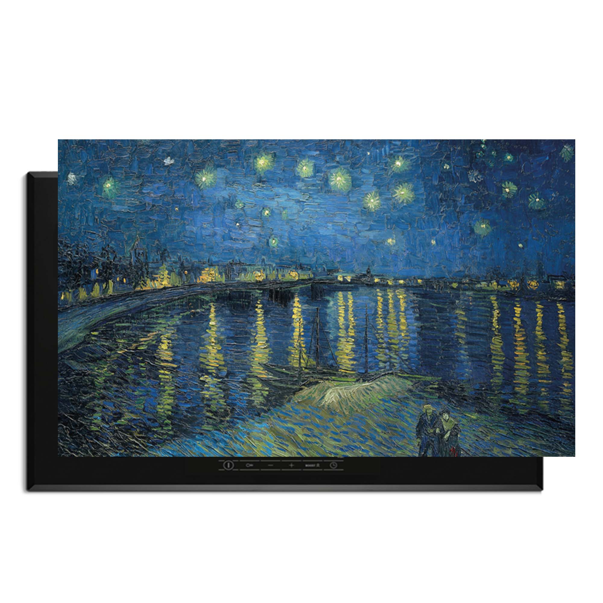 Sterrennacht boven de Rhône – Inductie Beschermer met sterrenhemel en weerspiegelingen in het water, sfeervolle keukenaccessoire.