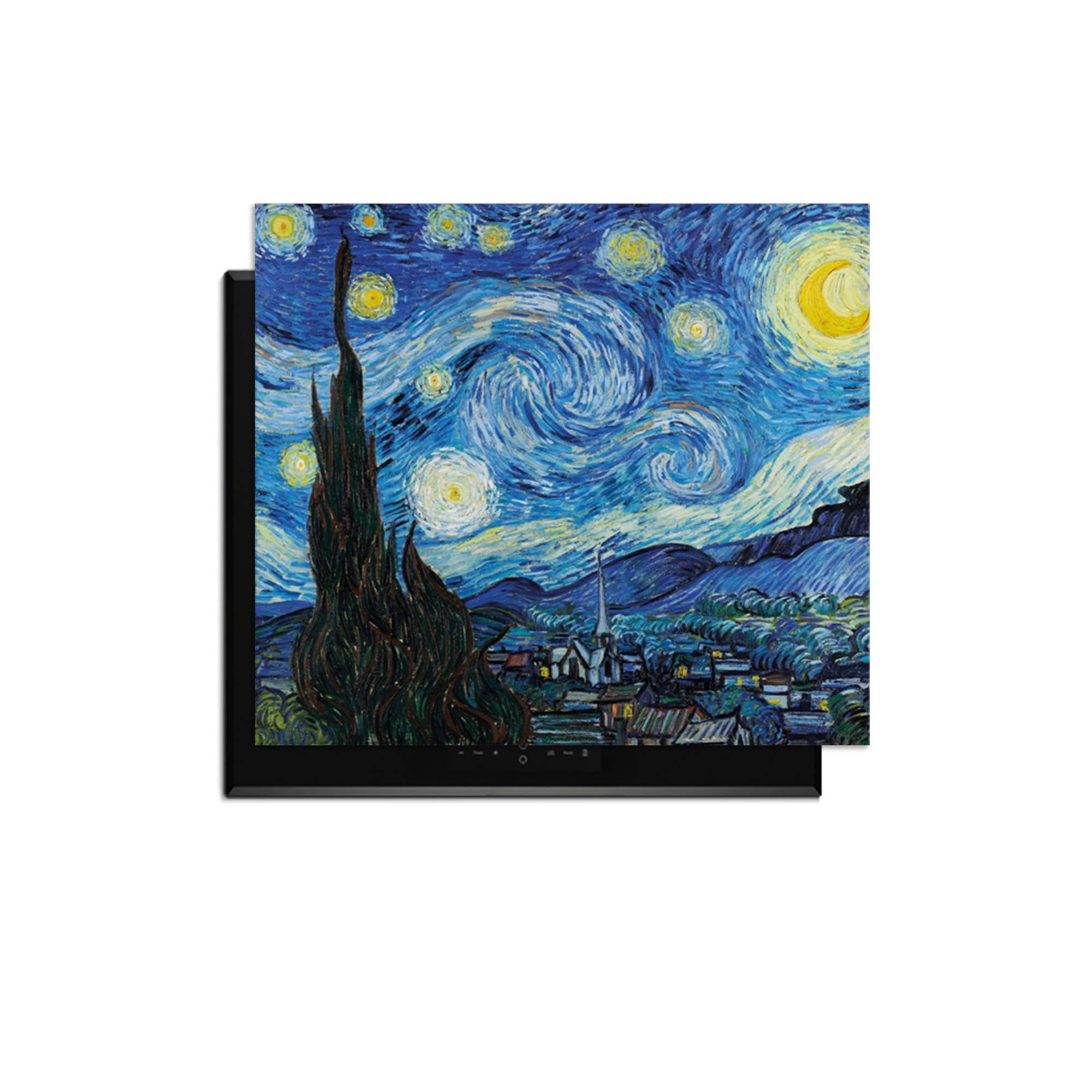 Sterrennacht – Inductie Beschermer met dromerige nachtlucht en diepe blauwtinten voor artistieke keukeninrichting.