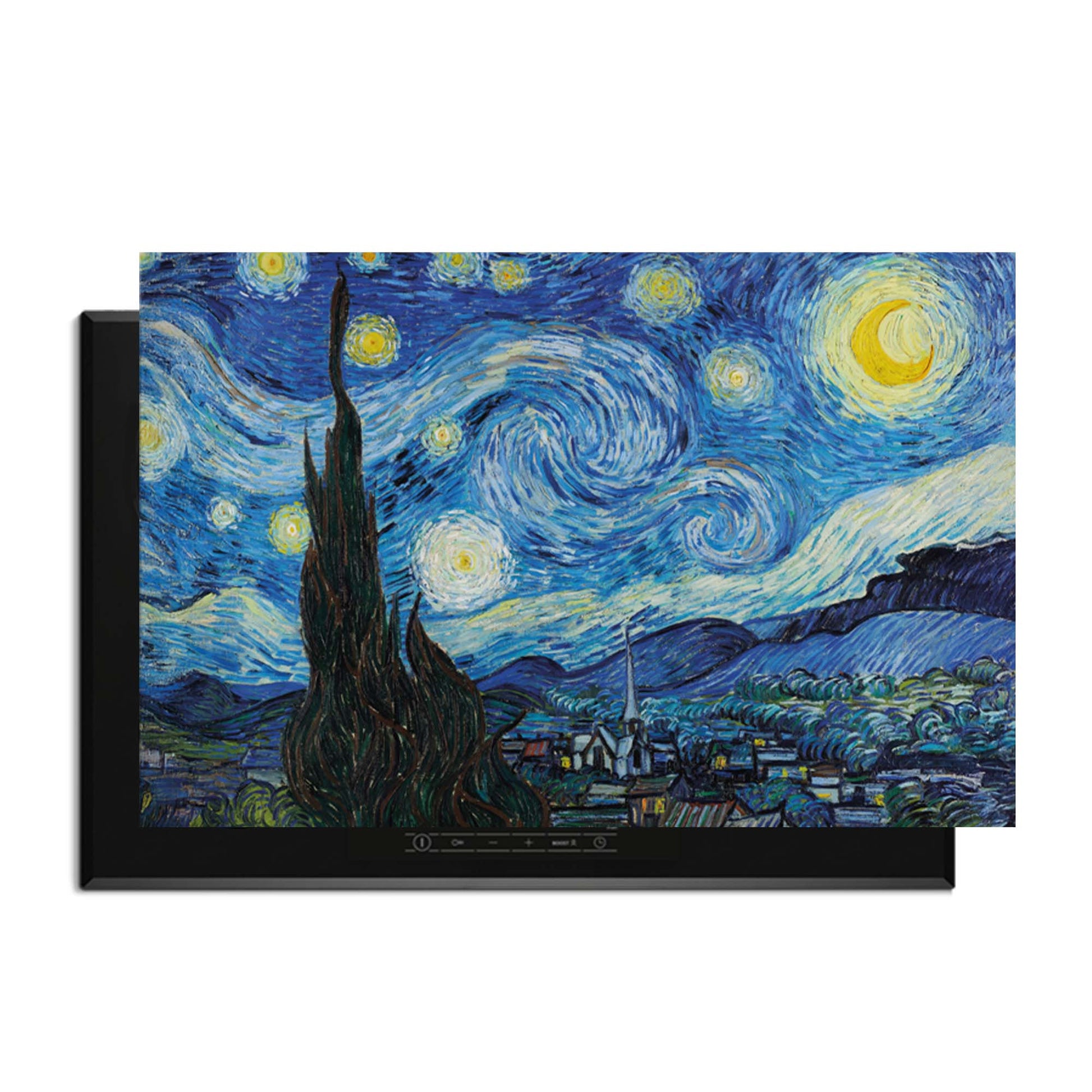 Sterrennacht – Inductie Beschermer met artistieke sterrenhemel en diepe blauwtinten, ideaal voor een stijlvolle keuken.