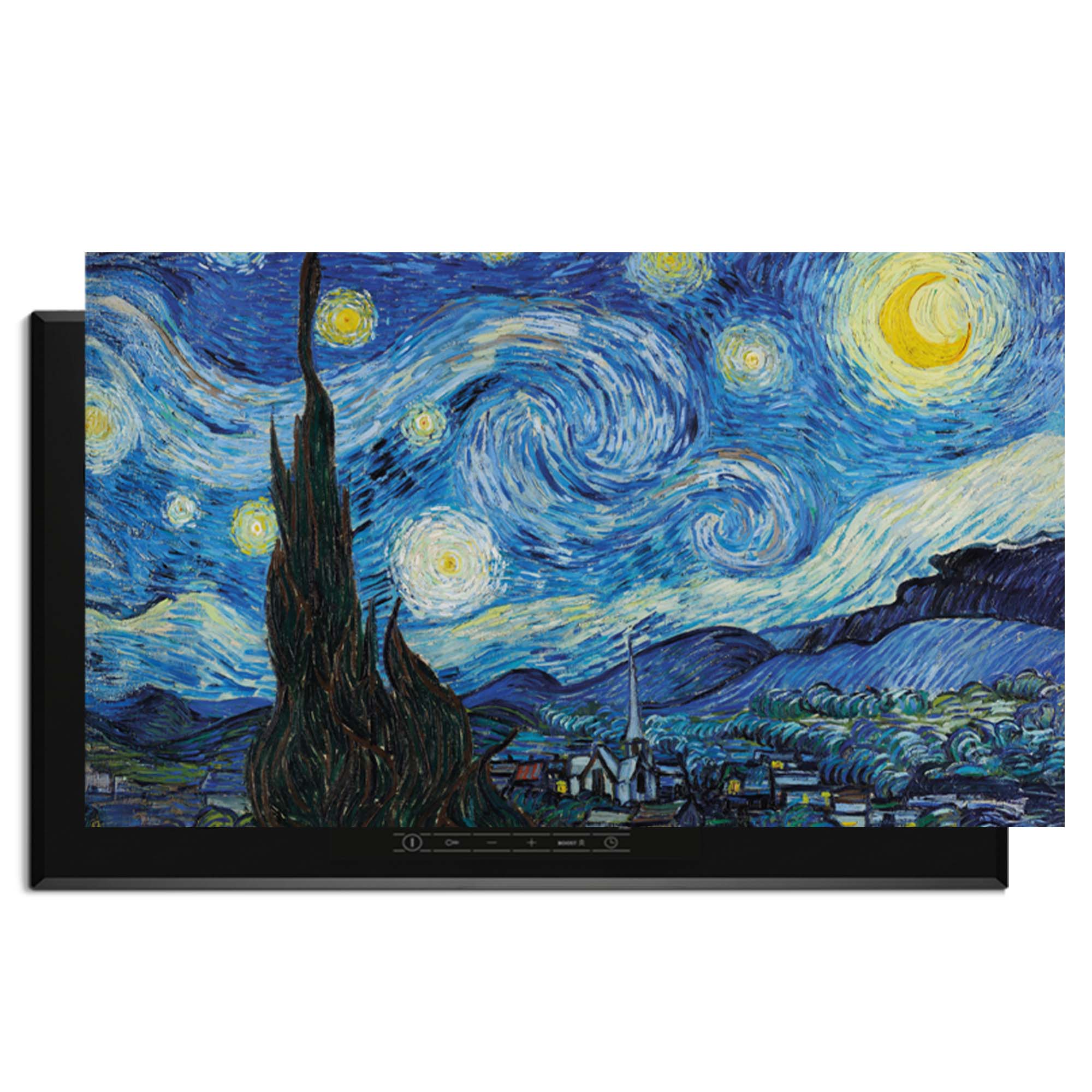 Sterrennacht – Inductie Beschermer met dromerige sterrennacht print in blauwe tinten, perfecte aanvulling voor een artistieke keukeninrichting.