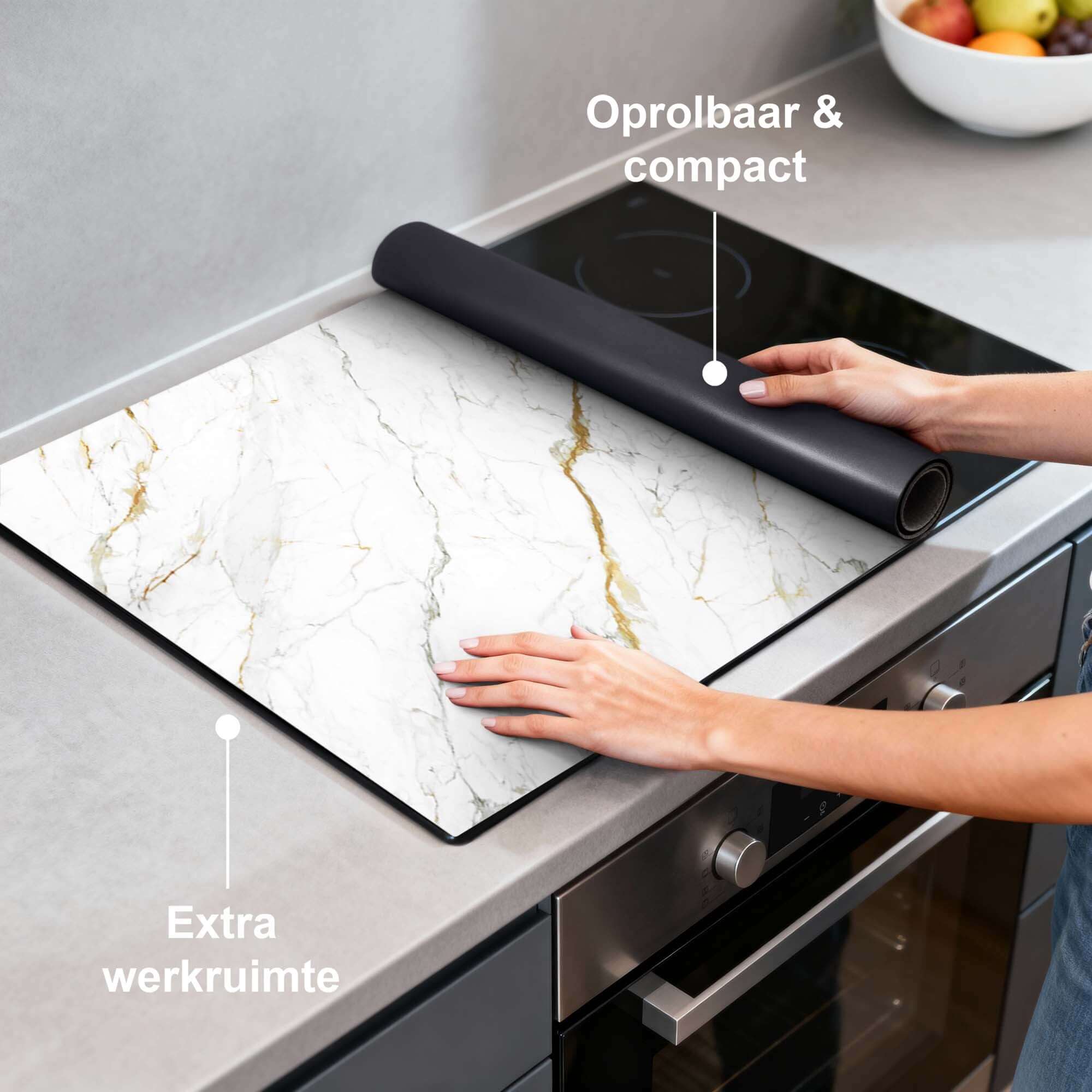 Calacatta Gold - Inductie Beschermer met een stijlvol marmerdesign, perfect voor elke keuken.