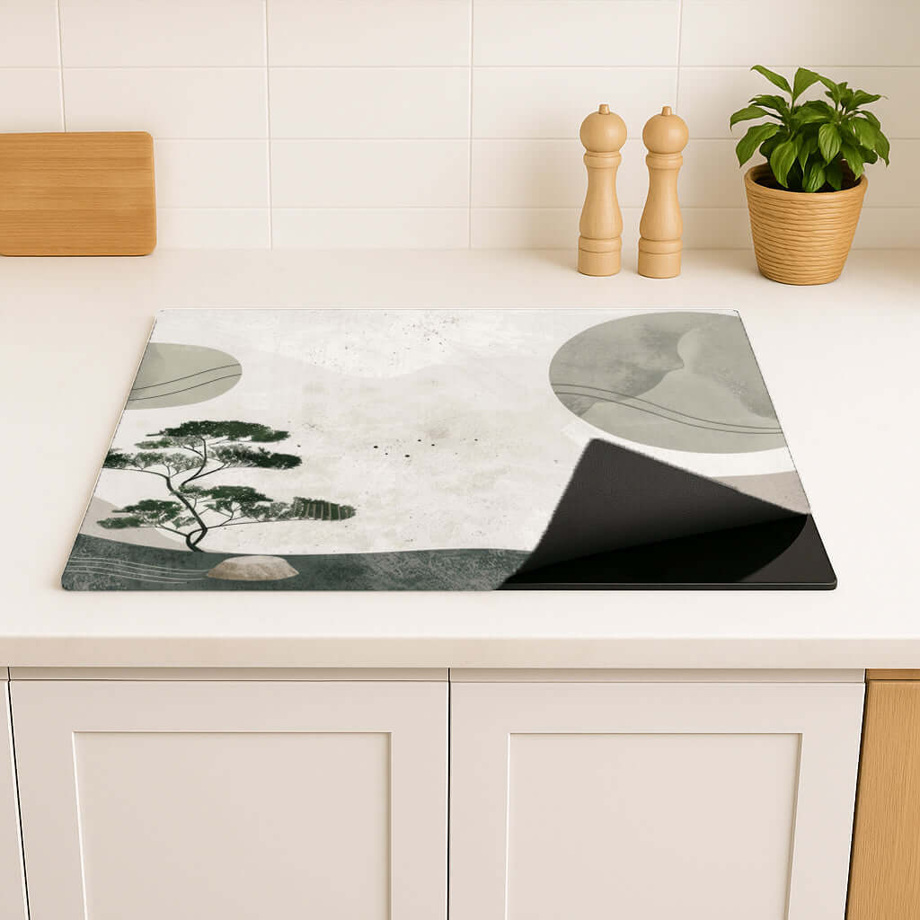 Zen Pine inductie beschermer met Japandi design voor stijlvolle keukenbescherming.