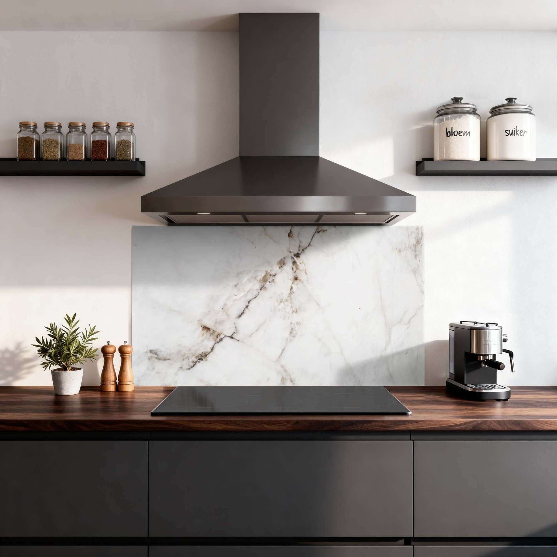 Pure Marble Spatscherm in moderne keuken met marmerlook Spatscherm voor stijlvolle bescherming en elegante uitstraling, Keuken Spatwand.