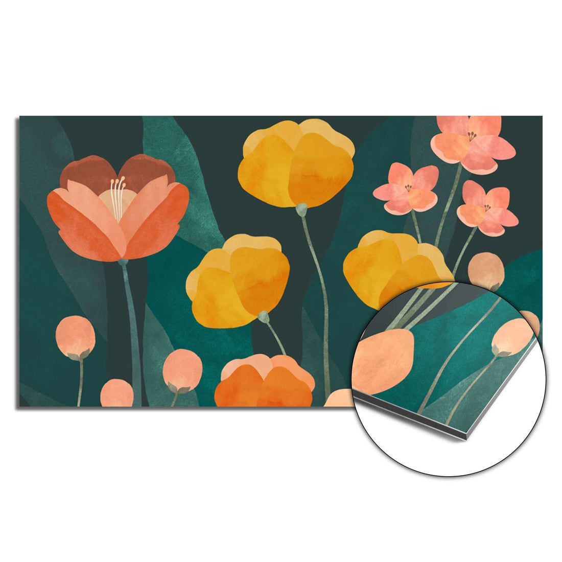 Evening Garden Spatscherm met bloemen in oranje en roze tinten, perfect keuken spatscherm voor een moderne spatwand.