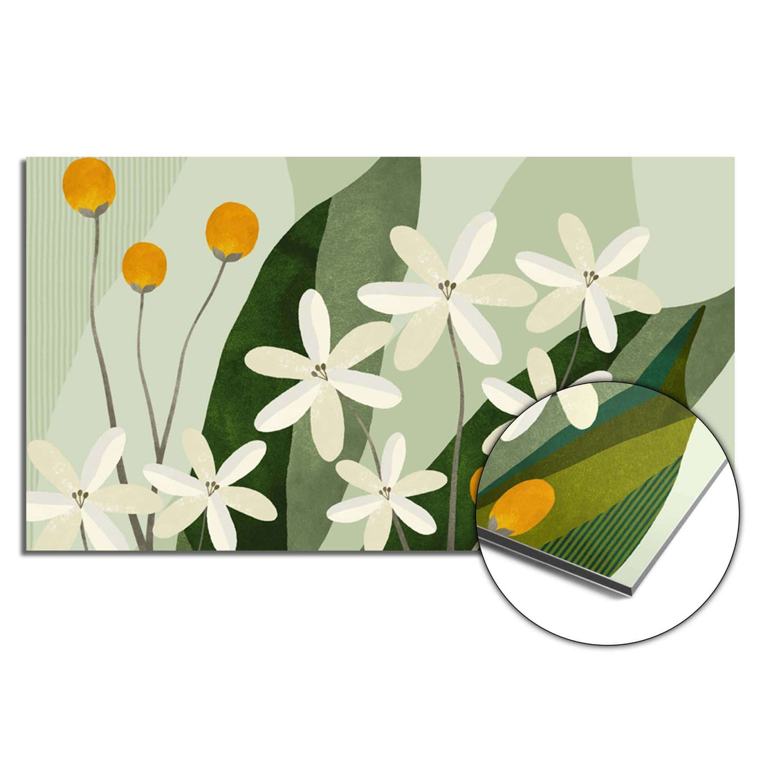 Ivory Spheres Spatscherm met bloemenprint, ideaal als spatwand in de keuken. Combineert ivoor en groen voor een frisse uitstraling.