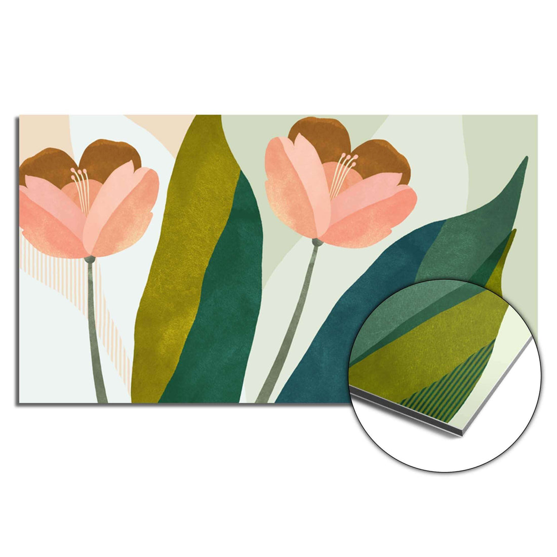 Peach Blooms Spatscherm met perzikkleurige bloemen en groene bladeren, ideaal als keuken spatscherm of spatwand, hittebestendig en stijlvol.