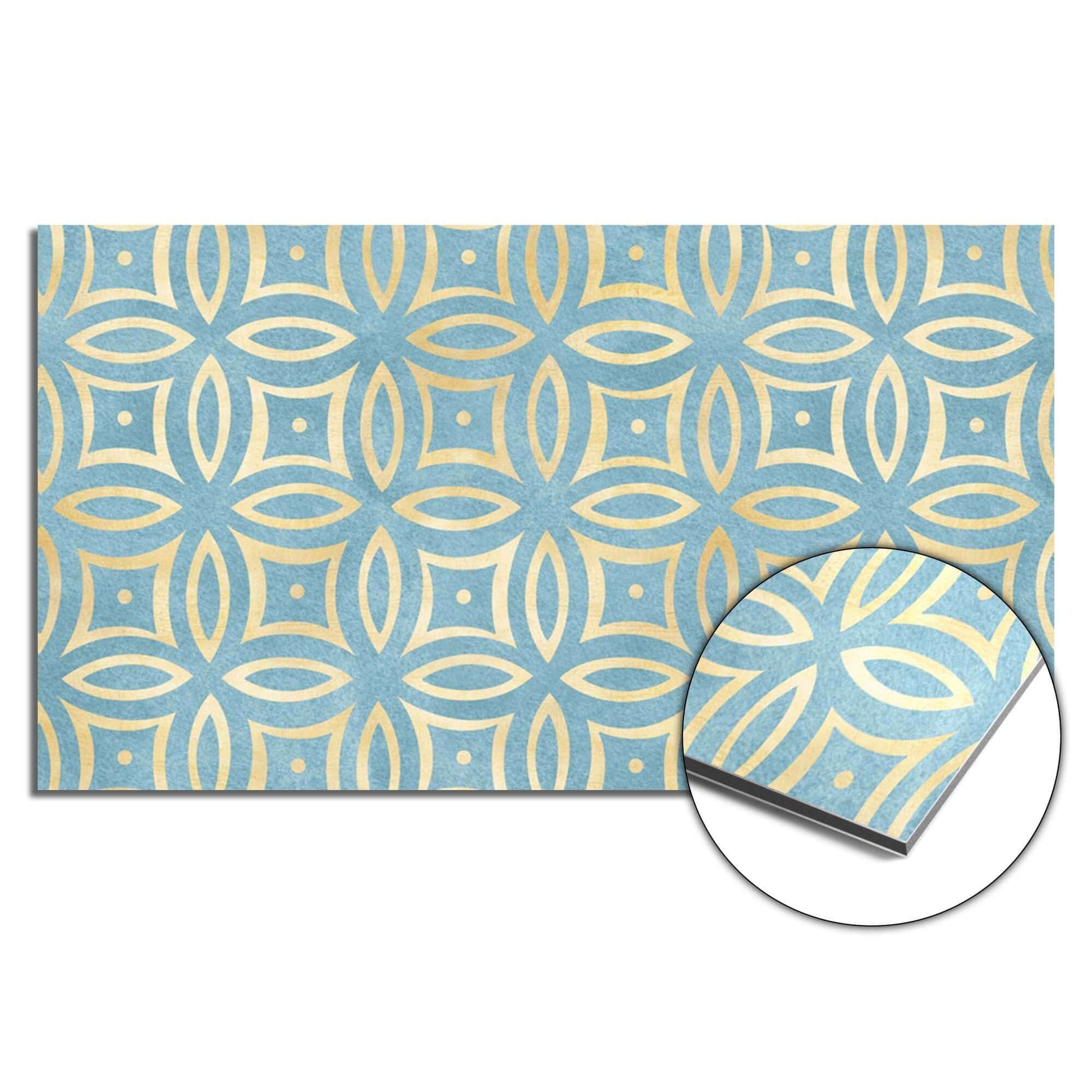 Petal Illusion Blue Spatscherm met elegant bloem- en cirkelpatroon, perfect voor keuken spatscherm of spatwand decor.