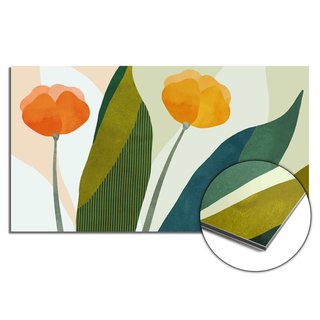 Sunset Blooms Spatscherm, keuken spatscherm met geel-oranje bloemenontwerp, hittebestendige spatwand voor een warme sfeer.