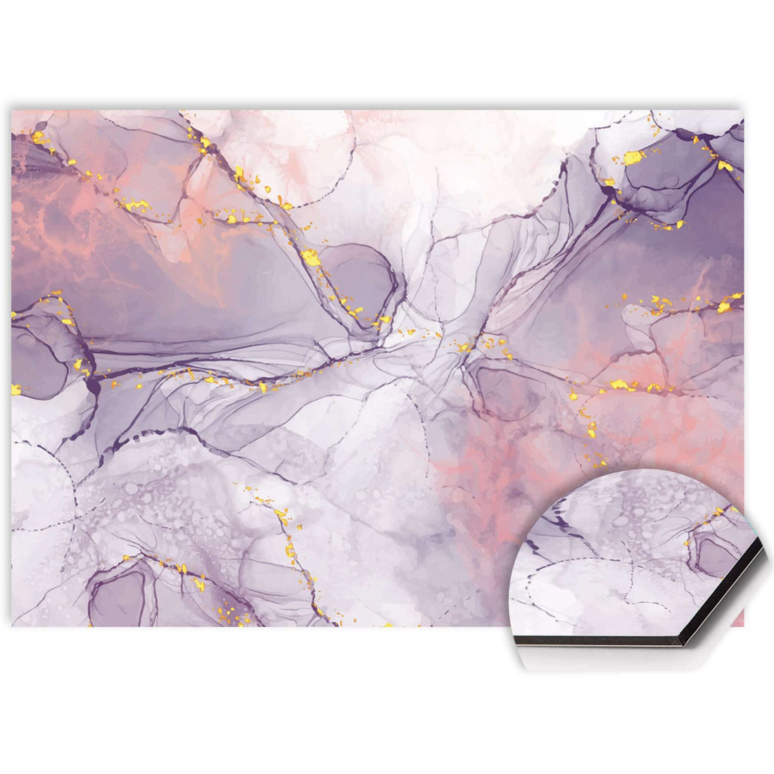 Close-up van Lavender Marble spatscherm in luxe marmerlook