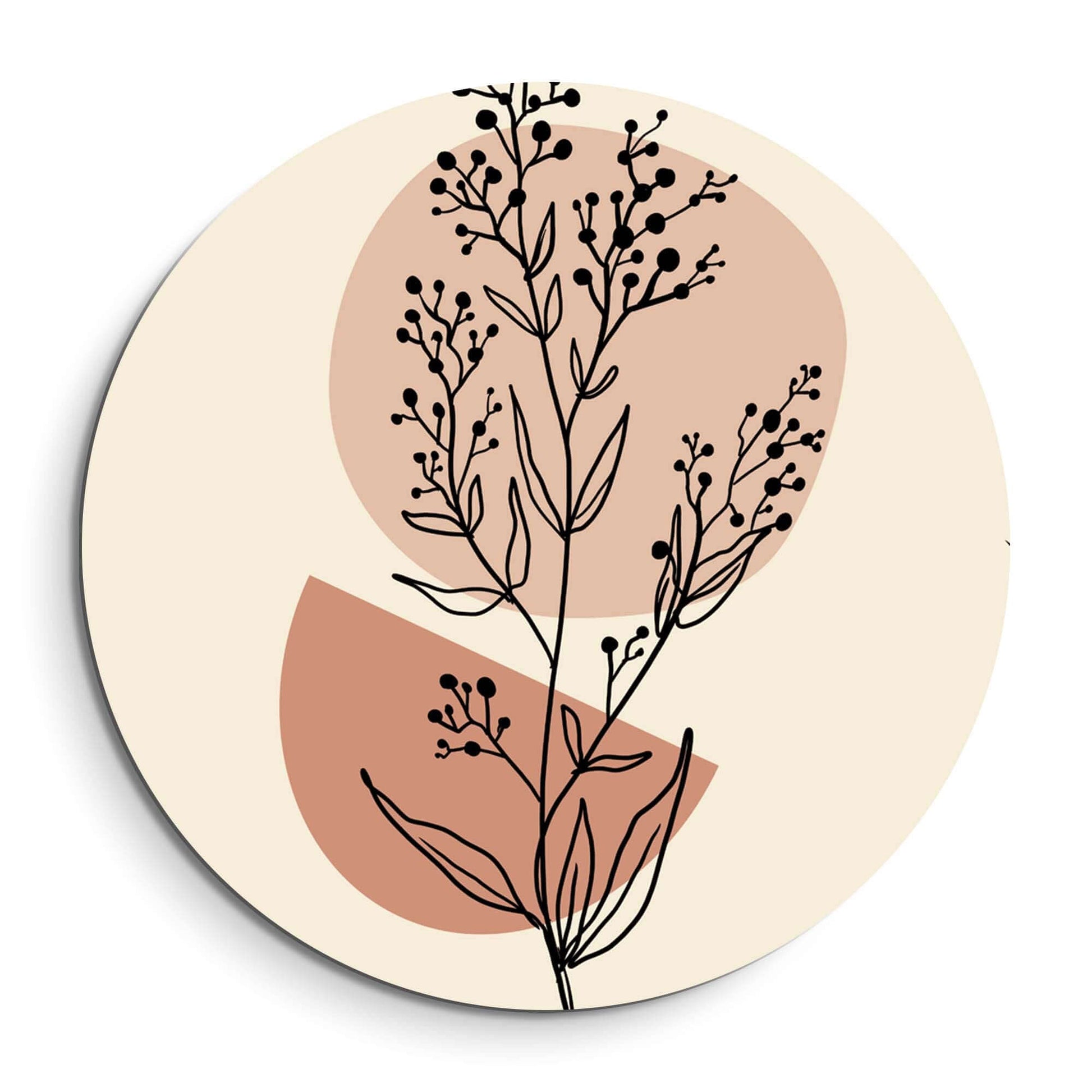Blush Botanical Line - Muurcirkel met minimalistische lijnen en blush-tinten, perfecte muurcirkel voor keuken of eetkamer interieur.
