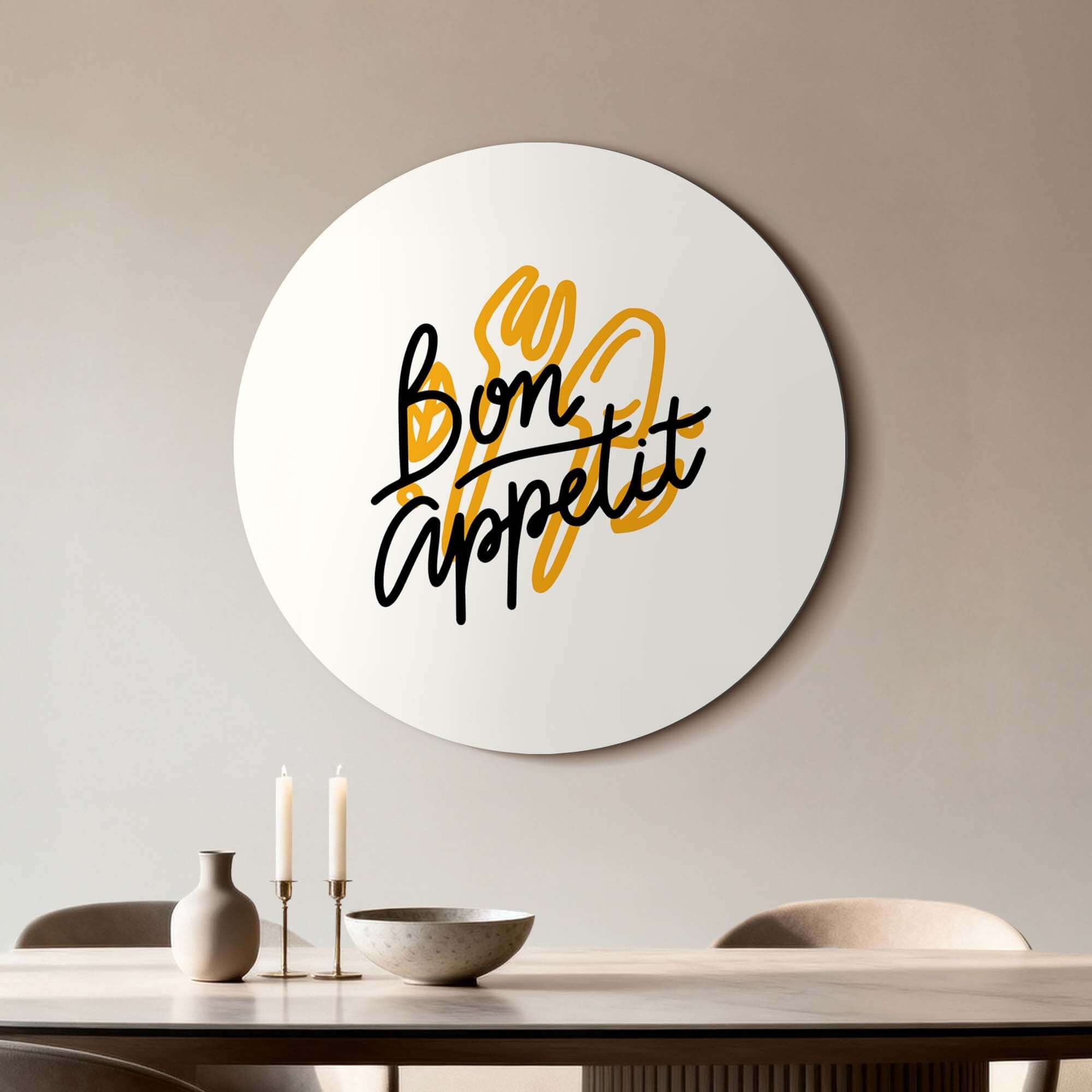 Stilvoller Bon Appetit Classic - Wandkreis mit handgeschriebenem Text für Küche oder Esszimmer, dekorativer Wandkreis Wandkreis Design.