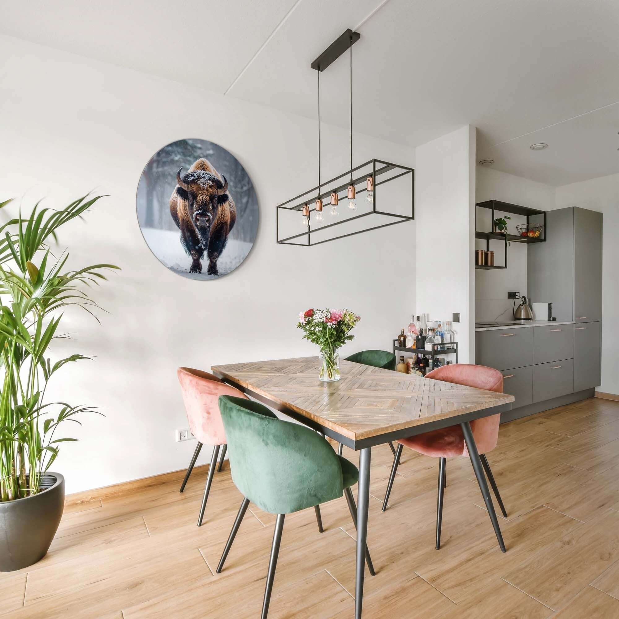 Bizon in de sneeuw - Muurcirkel