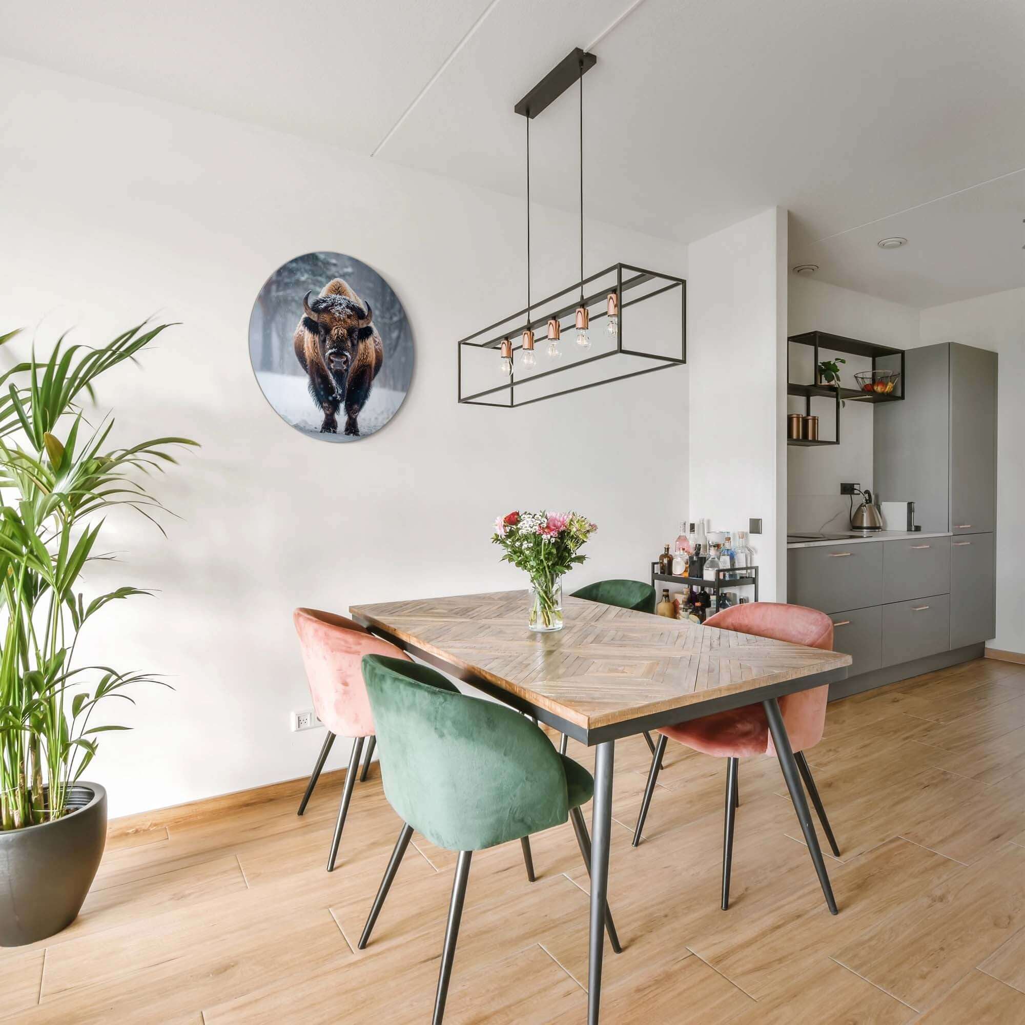 Bizon in de sneeuw - Muurcirkel