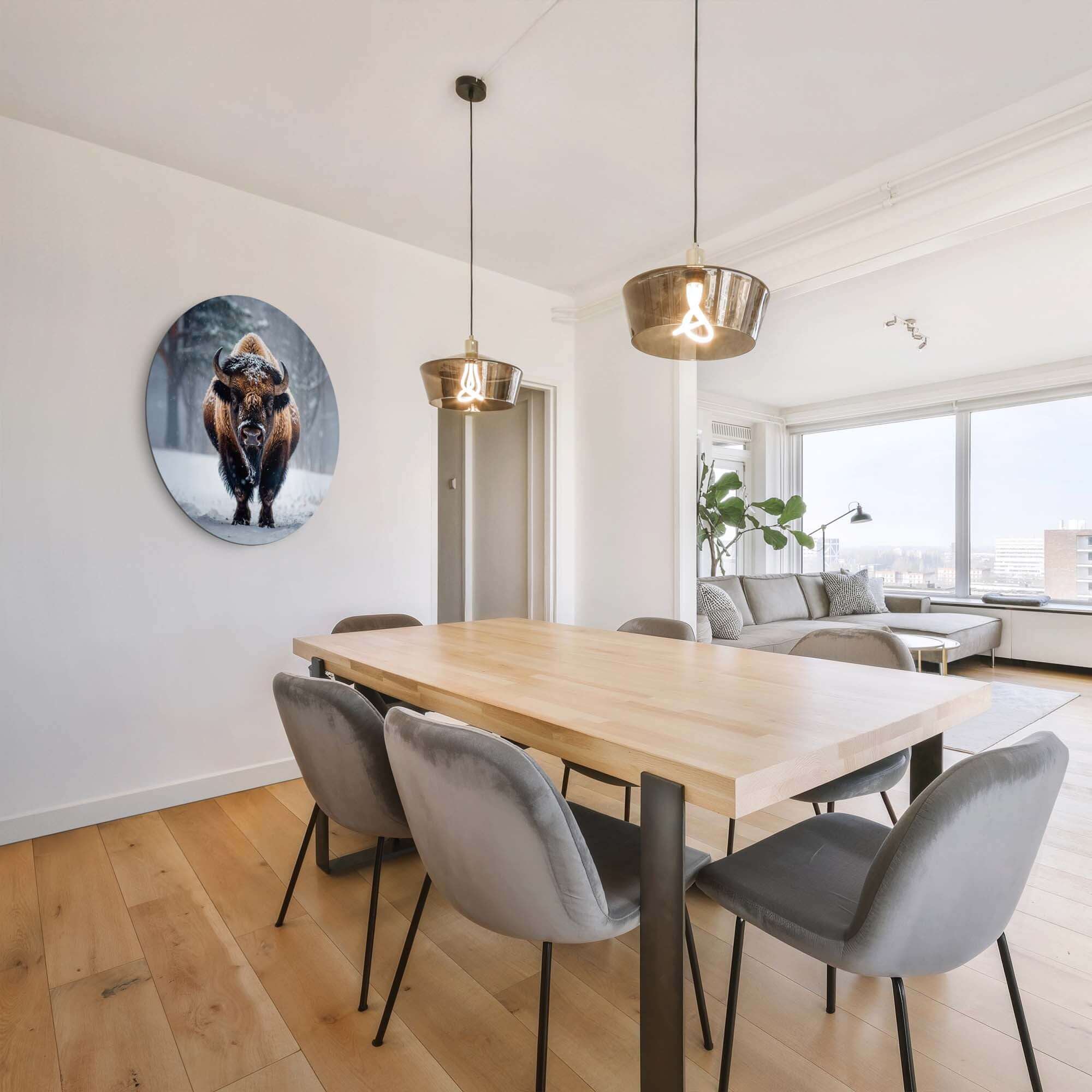 Bizon in de sneeuw - Muurcirkel