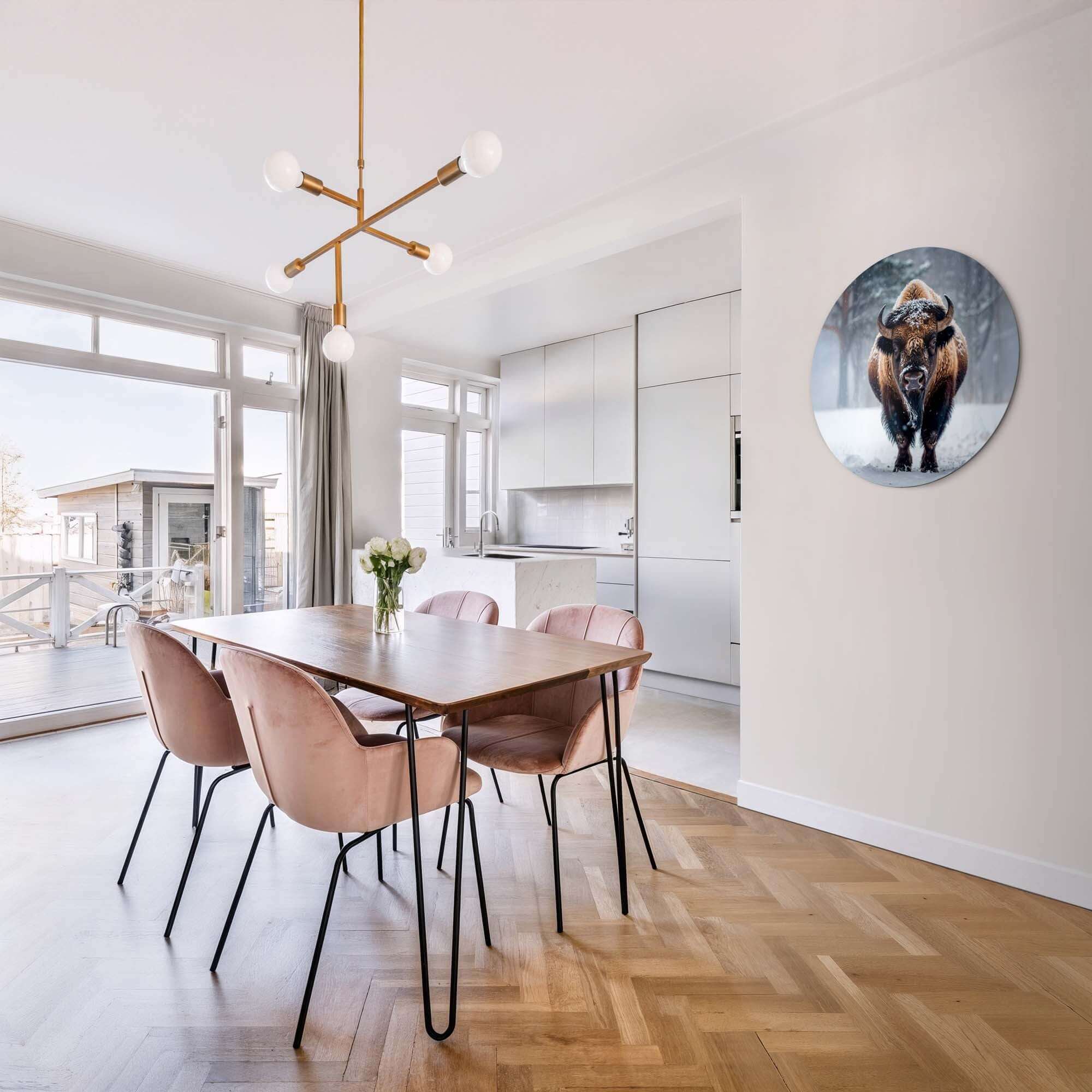 Bizon in de sneeuw - Muurcirkel