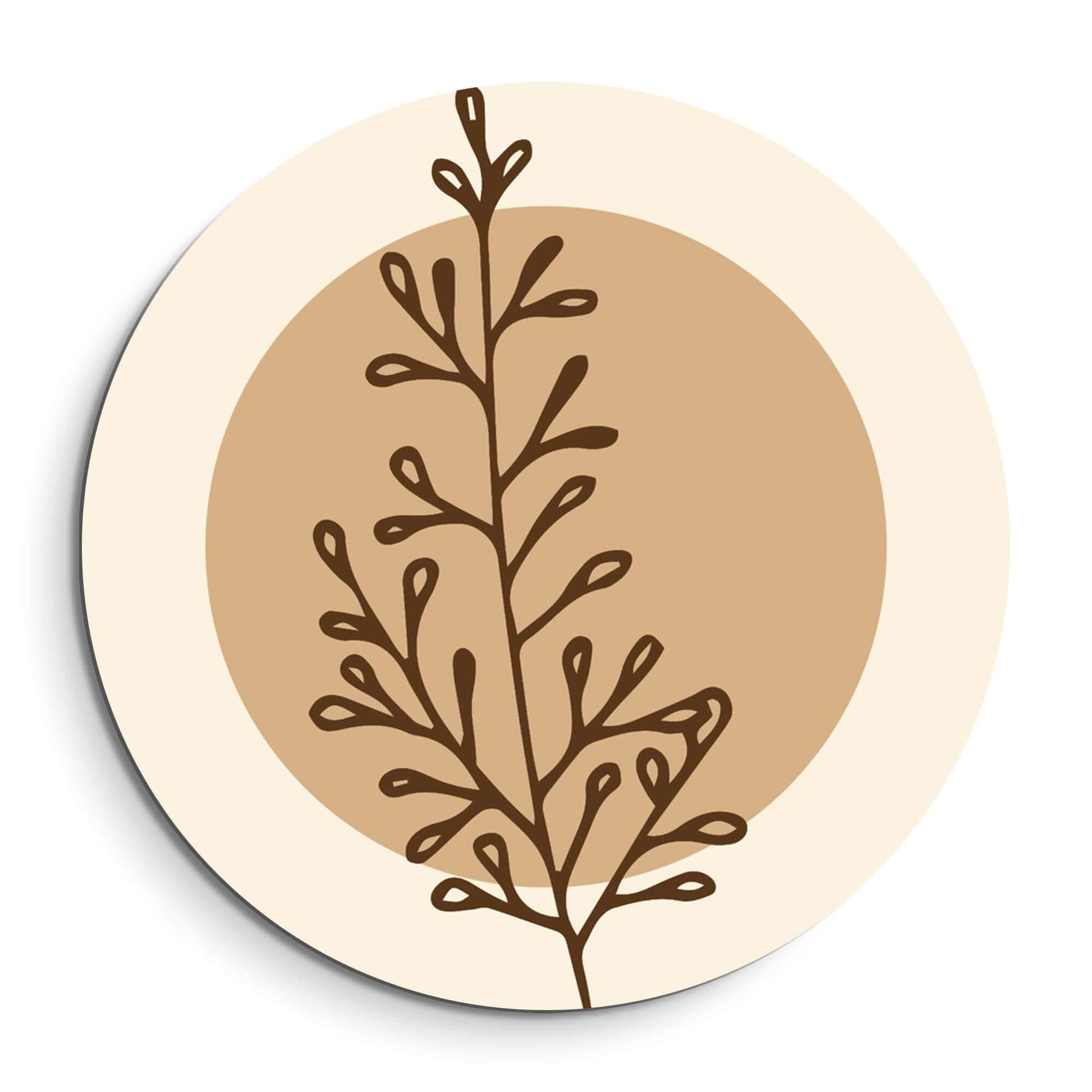 Earthy Branch Form - Muurcirkel in warme aardetinten, perfect voor moderne keukens. Zachte minimalistische wandcirkel met organische takvorm.