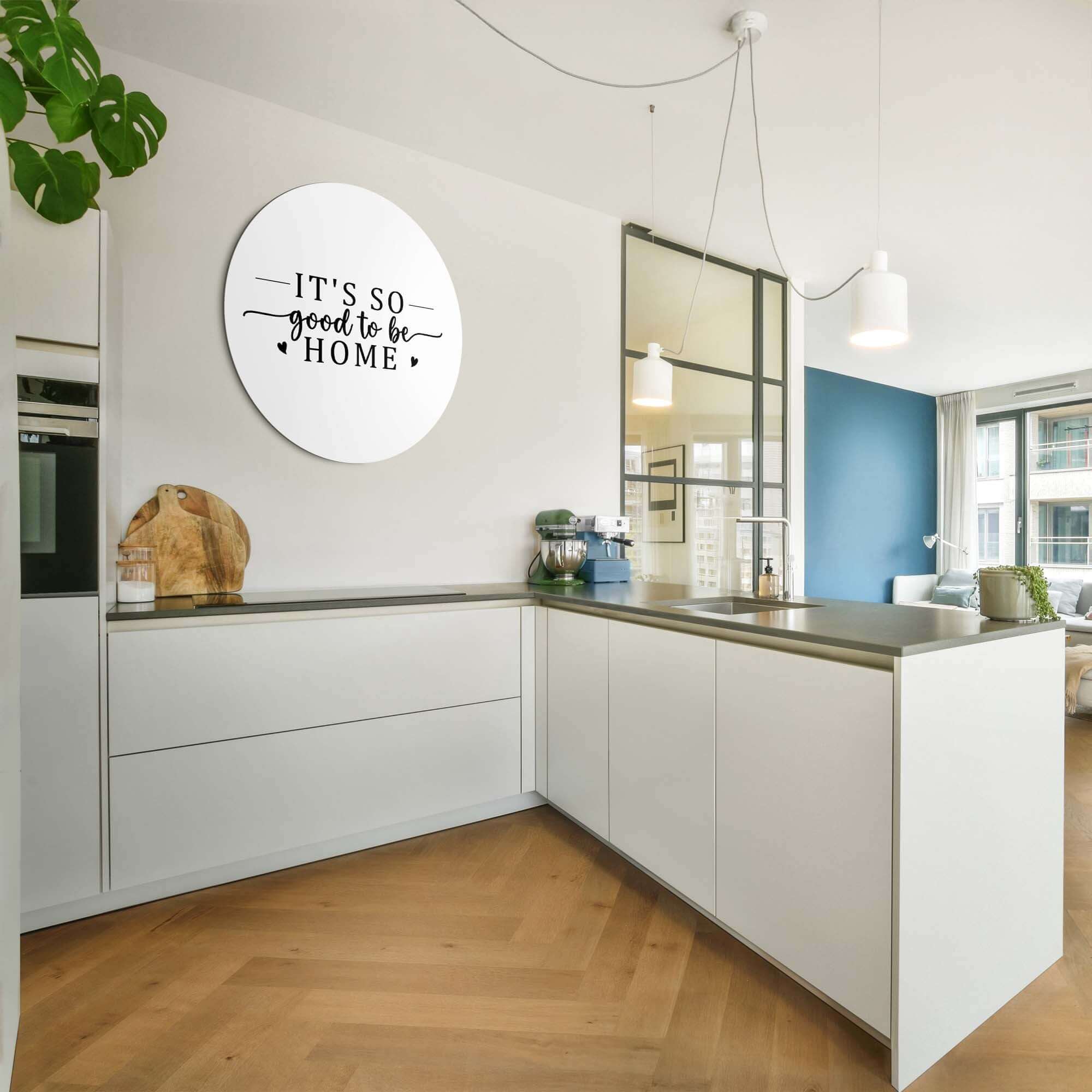 Good To Be Home - Muurcirkel in een moderne keuken, stijlvolle decoratie voor muren, ideaal voor keuken, hal of eetkamer. Muurcirkels.