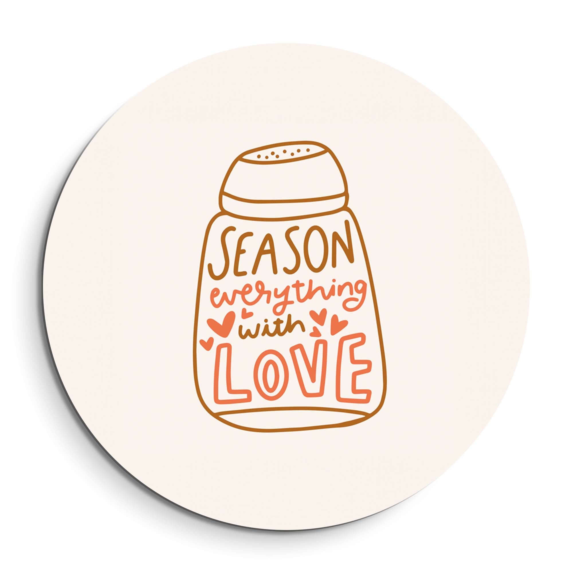 Season With Love - Muurcirkel, hartverwarmende wandcirkel met de tekst 'Season everything with love' voor een gezellige keuken.