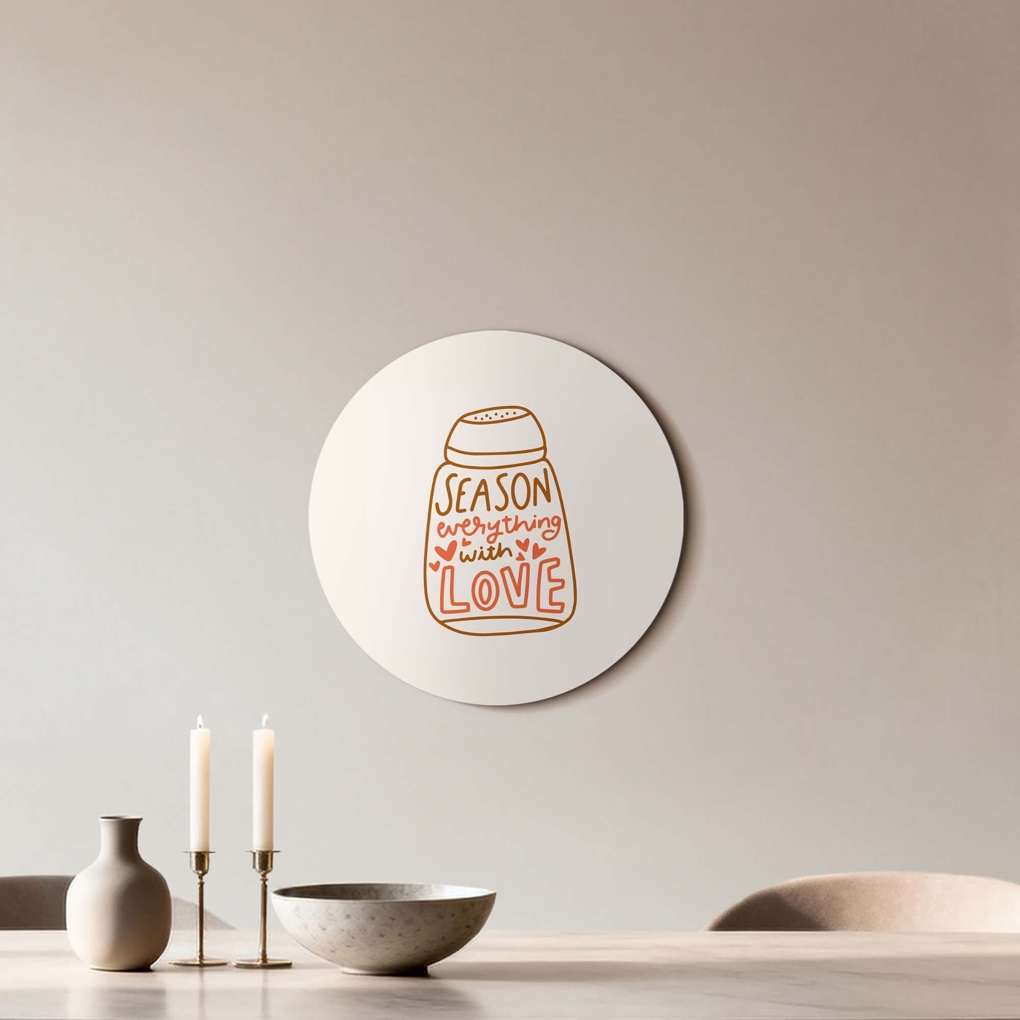 Decoratieve Season With Love - Muurcirkel voor keuken, met hartverwarmende tekst, perfect voor muurdecoratie. Muurcirkel, Muurcirkels, Wandcirkel.