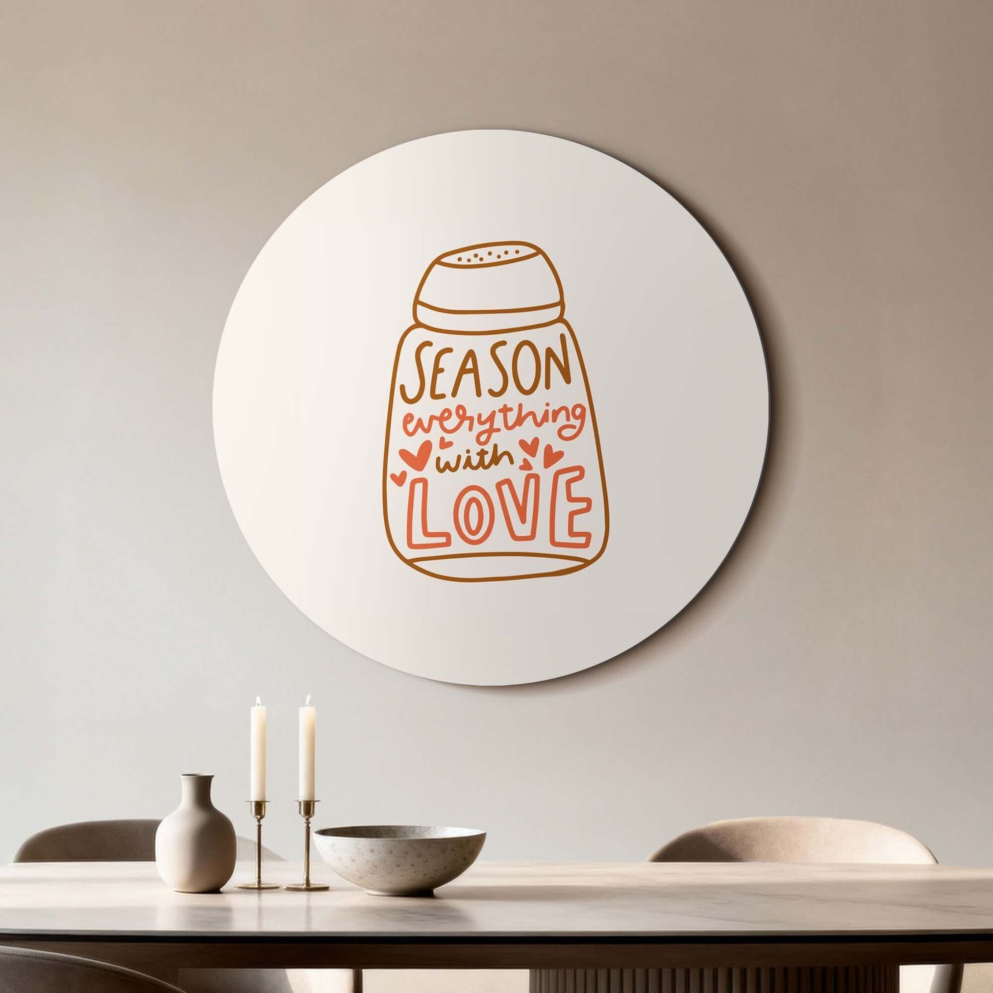 Season With Love - Muurcirkel met tekst 'Season everything with love', perfecte wandcirkel voor de keuken. Muurcirkels decoratie.