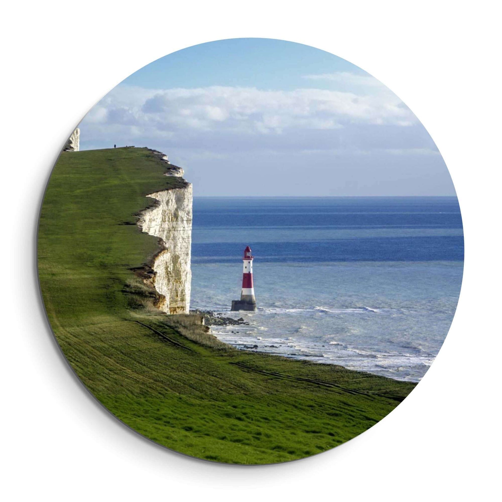 Solitary Heights – Muurcirkel, indrukwekkende klif met vuurtoren aan zee, natuurlijk landschap, Muurcirkels, Wandcirkel
