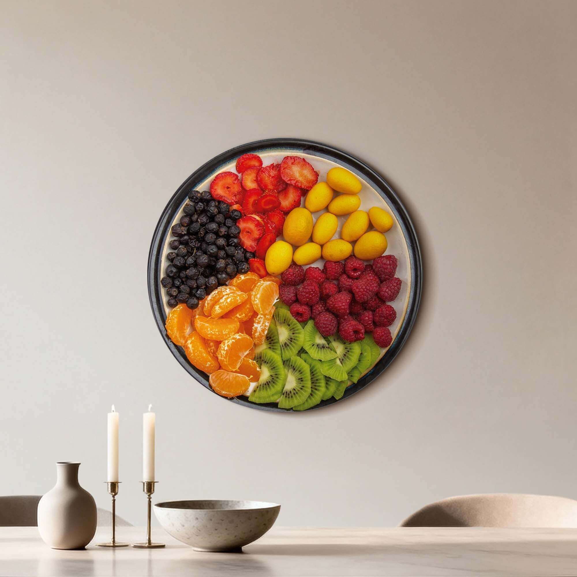 Vibrant Fruit Medley - Wandkreis, bunte Wanddekoration mit Sommerfrüchten. Perfekter Wandkreis für Küche oder Esszimmer. Entdecken Sie die Wandkreise.