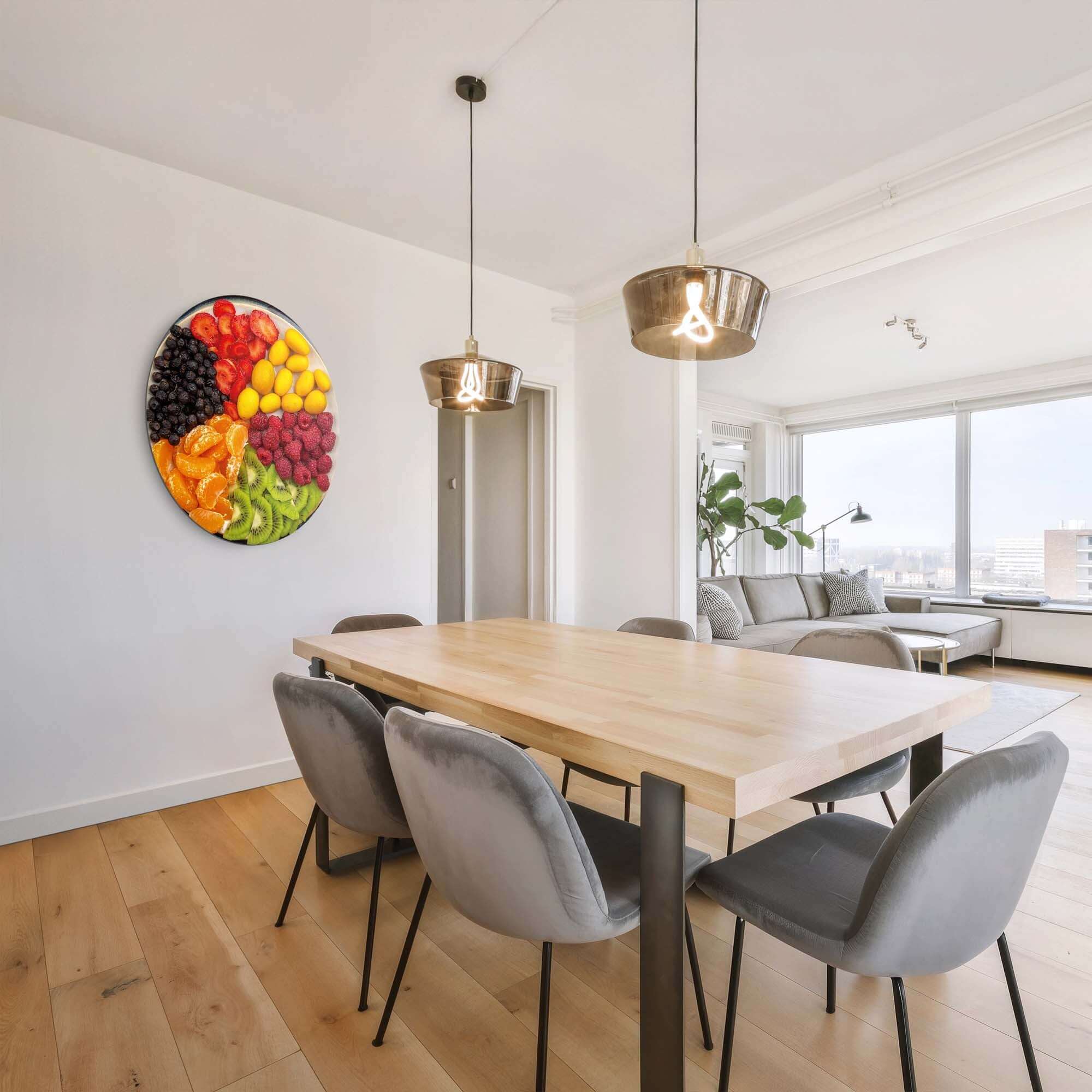 Vibrant Fruit Medley - Wandkreis als bunter Wandkreis mit Sommerfrüchten für Energie in Küche oder Esszimmer. Wandkreise Dekoration.